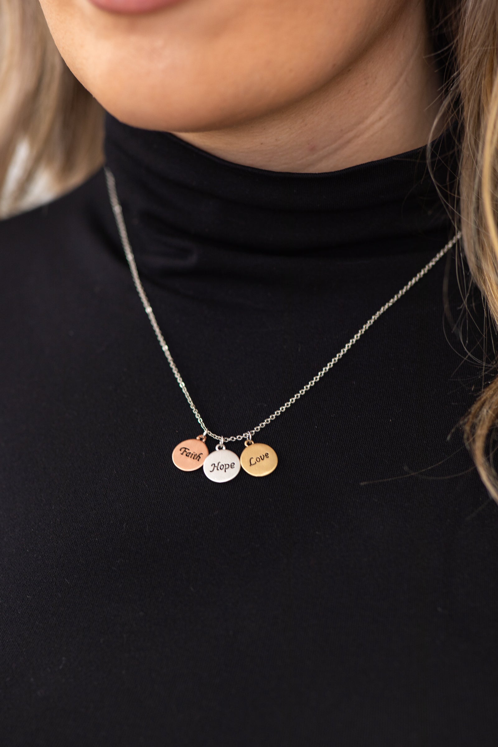 Multicolor Faith, Hope, Love Pendants Necklace