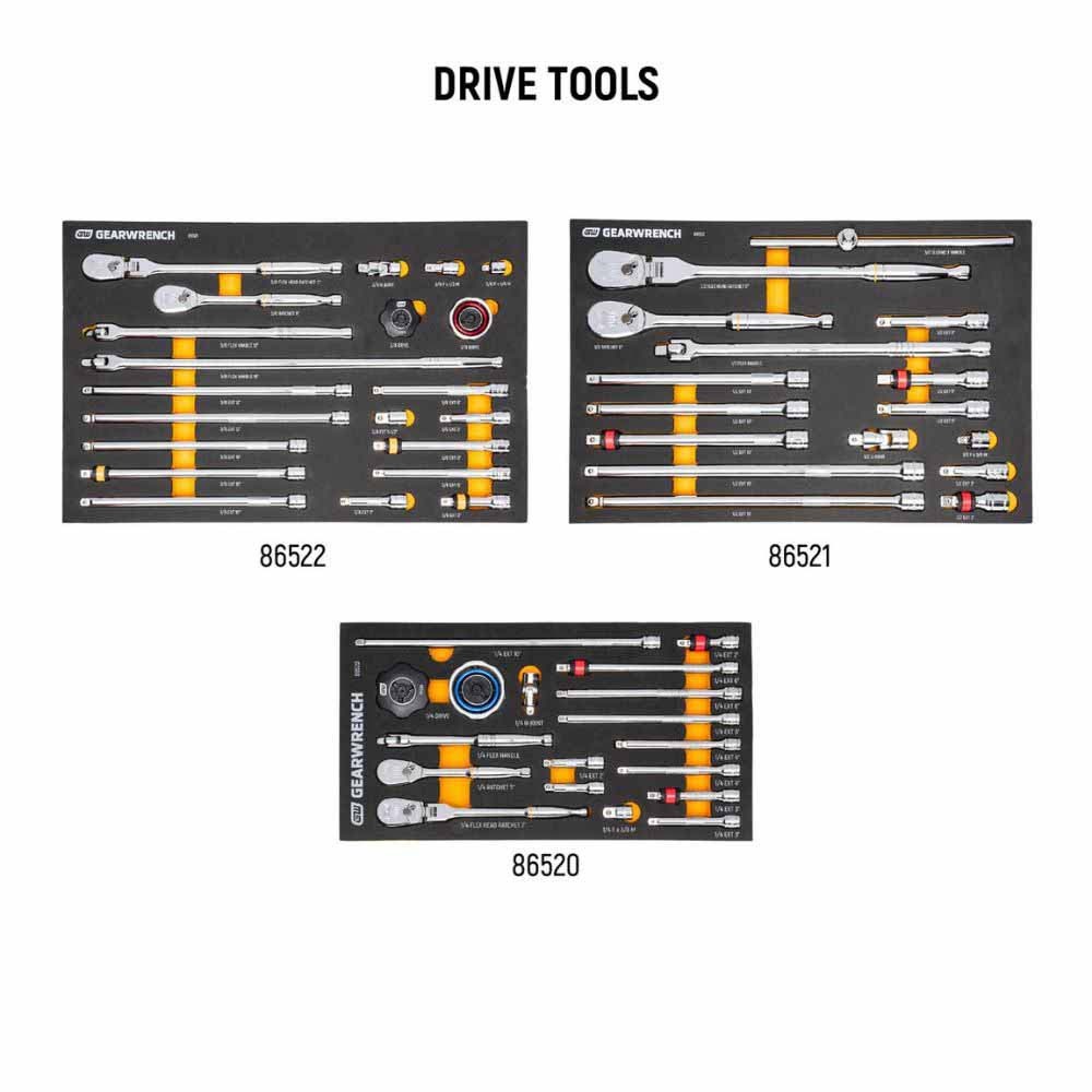 Conjunto de ferramentas GearWrench MEGAMODPRO Master Technician de 791 peças em bandejas modulares com armazenamento.