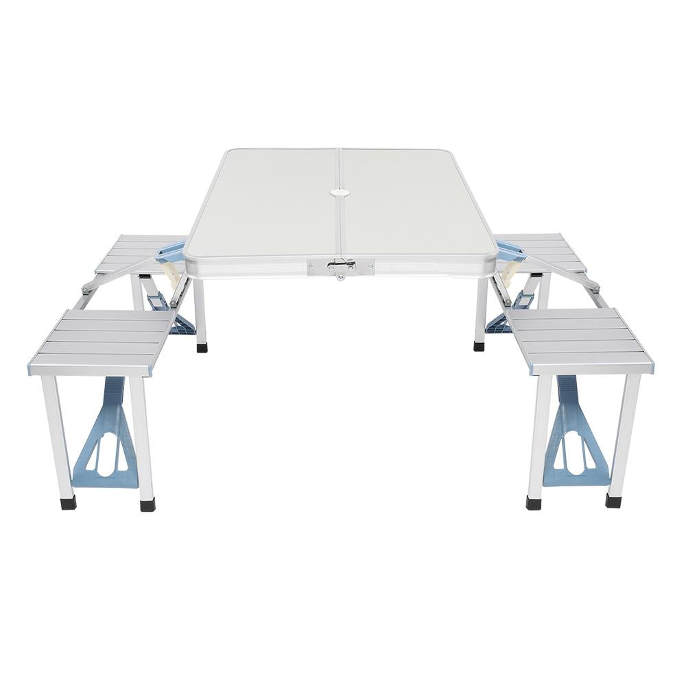 UBesGoo Picnic Table Folding With 4 Person Chair Seats Aluminium Silver
