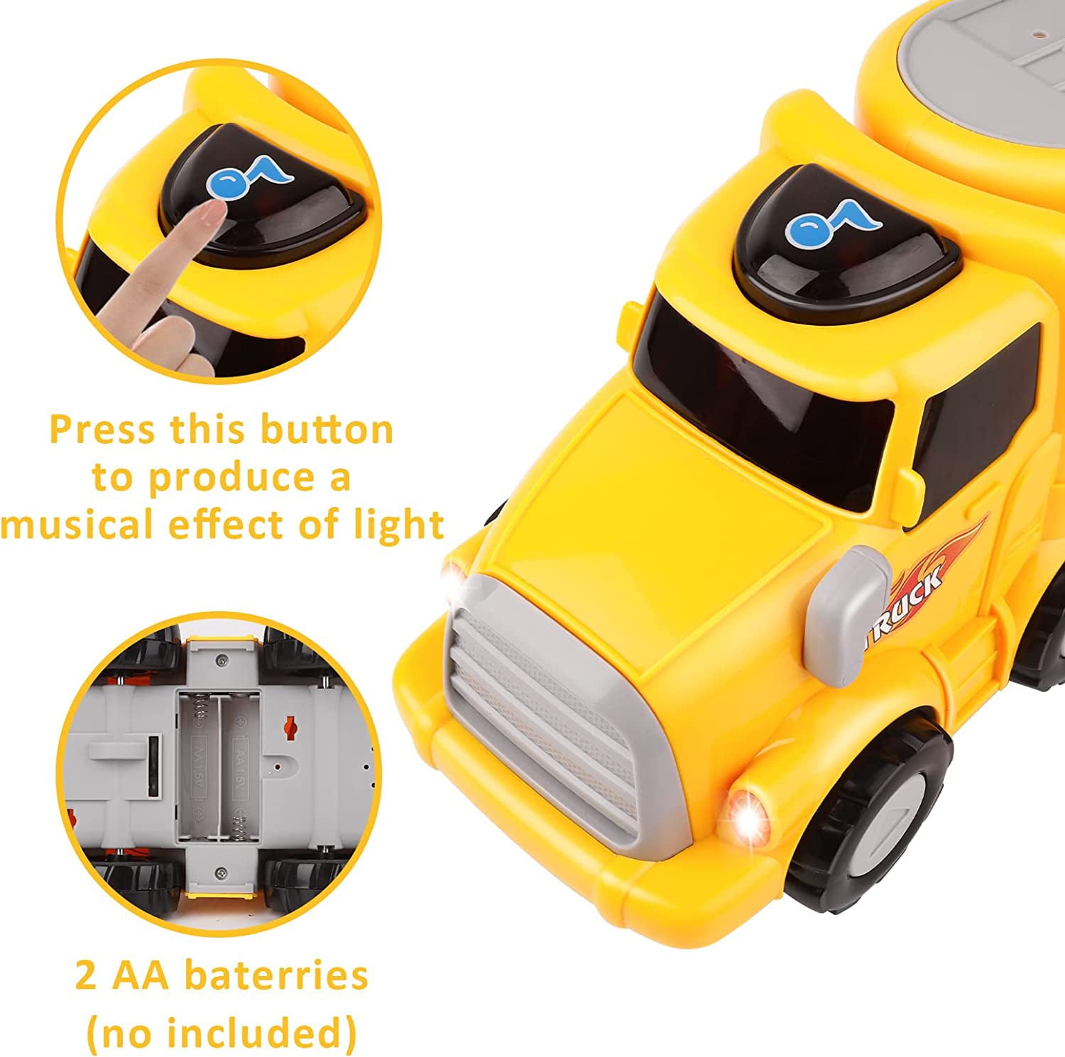 LAYADO 5 in-1 Toy Trucks for Boys，Truck Toy for 1 2 3 4 5 6 Year Old Girls and Boys，Big Transport Truck with 4 Small Pull Back Cars，Carrier Truck Toy with Sound and Light，Gifts for Birthday