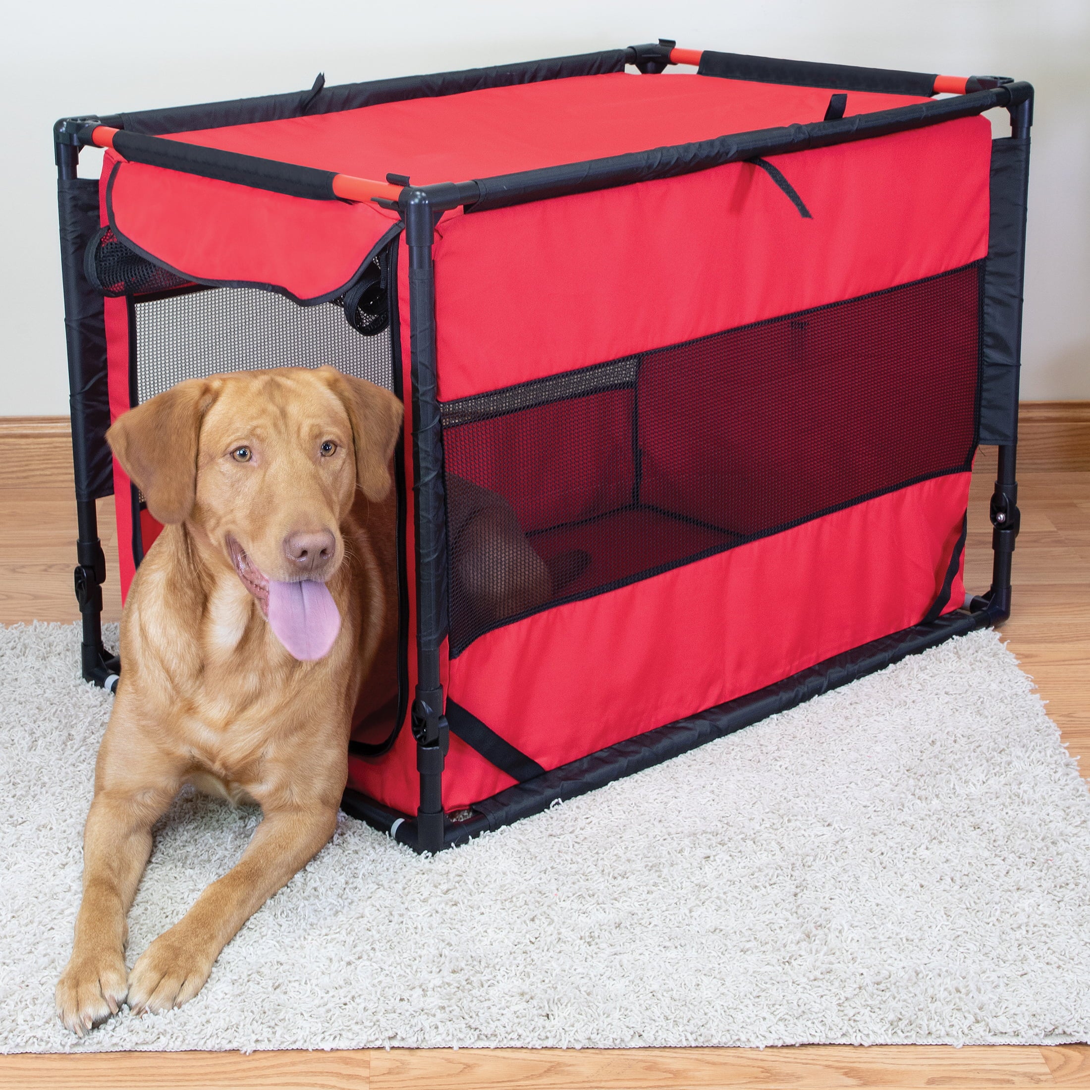 Vibrant Life Large Portable Dog Kennel， Red