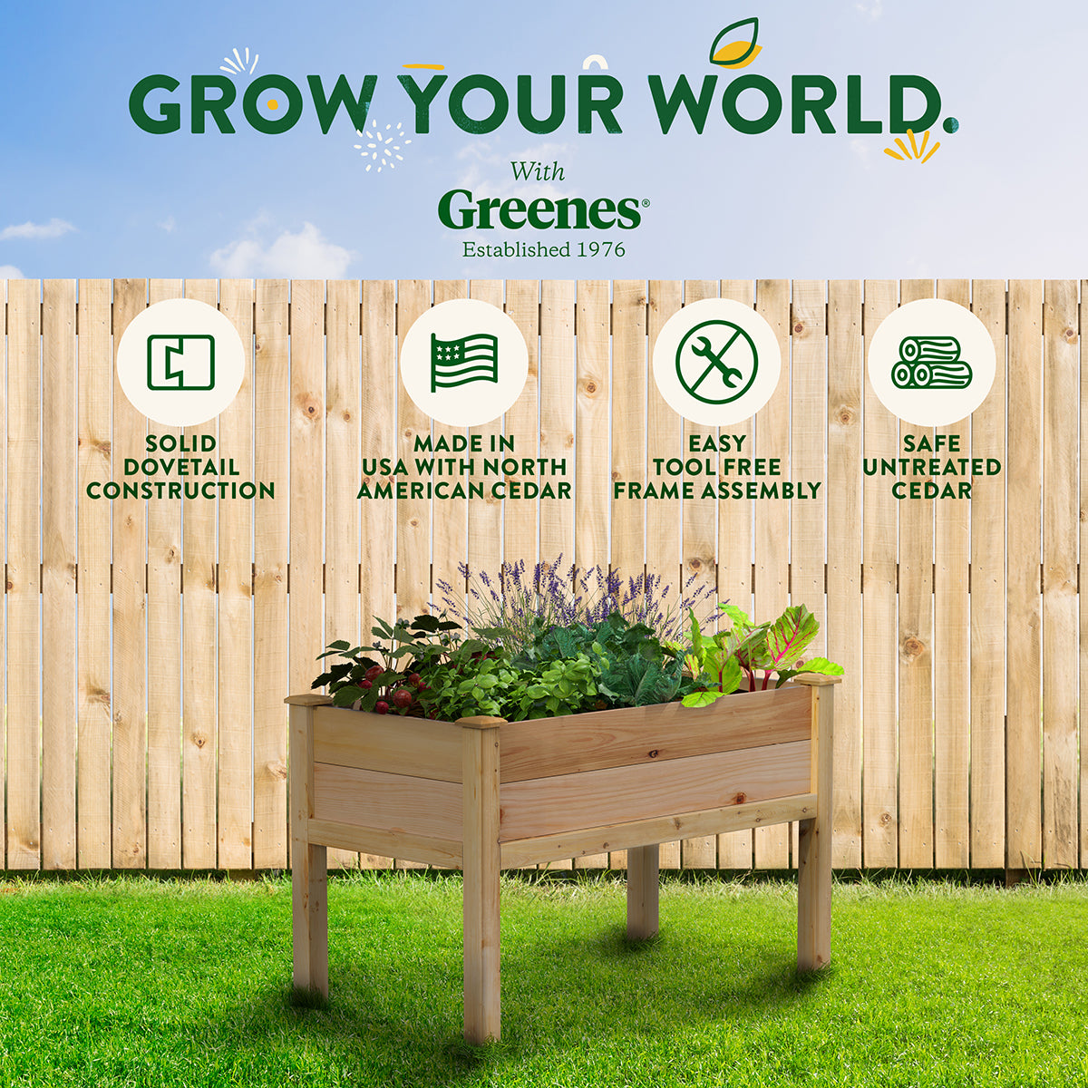 Greenes Fence 48" L x 24" W x 31" H Premium Cedar Elevated Garden Bed