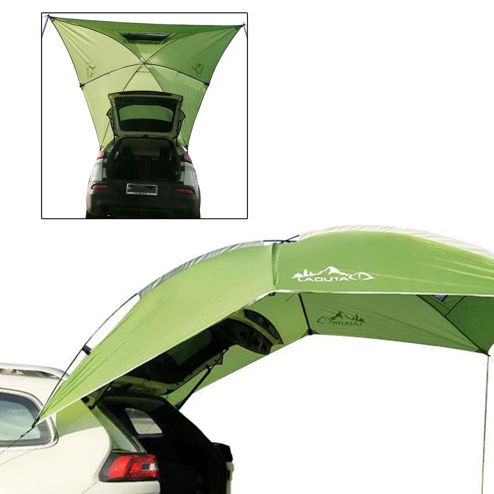 Outdoor SUV Tailgate Sun Shade Awning Car Rear Tent for Vehicle Sun Shelter， Setup Anywhere-Car Camping， Park， Sports， Attach to Truck Van RV Jeep， Green