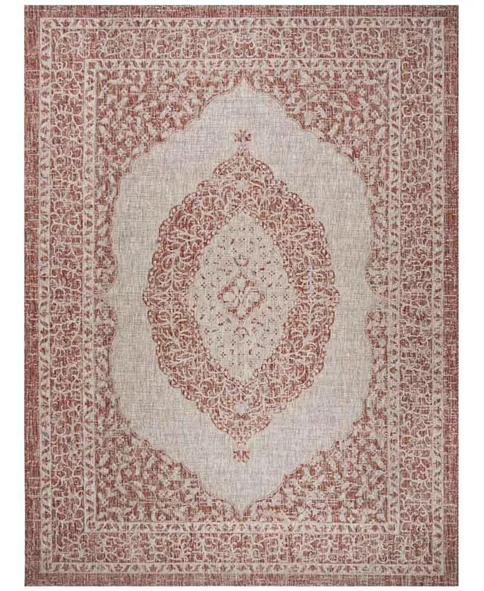 Safavieh Courtyard Light Beige and Terracotta 8' x 11' Sisal Weave Outdoor Area Rug