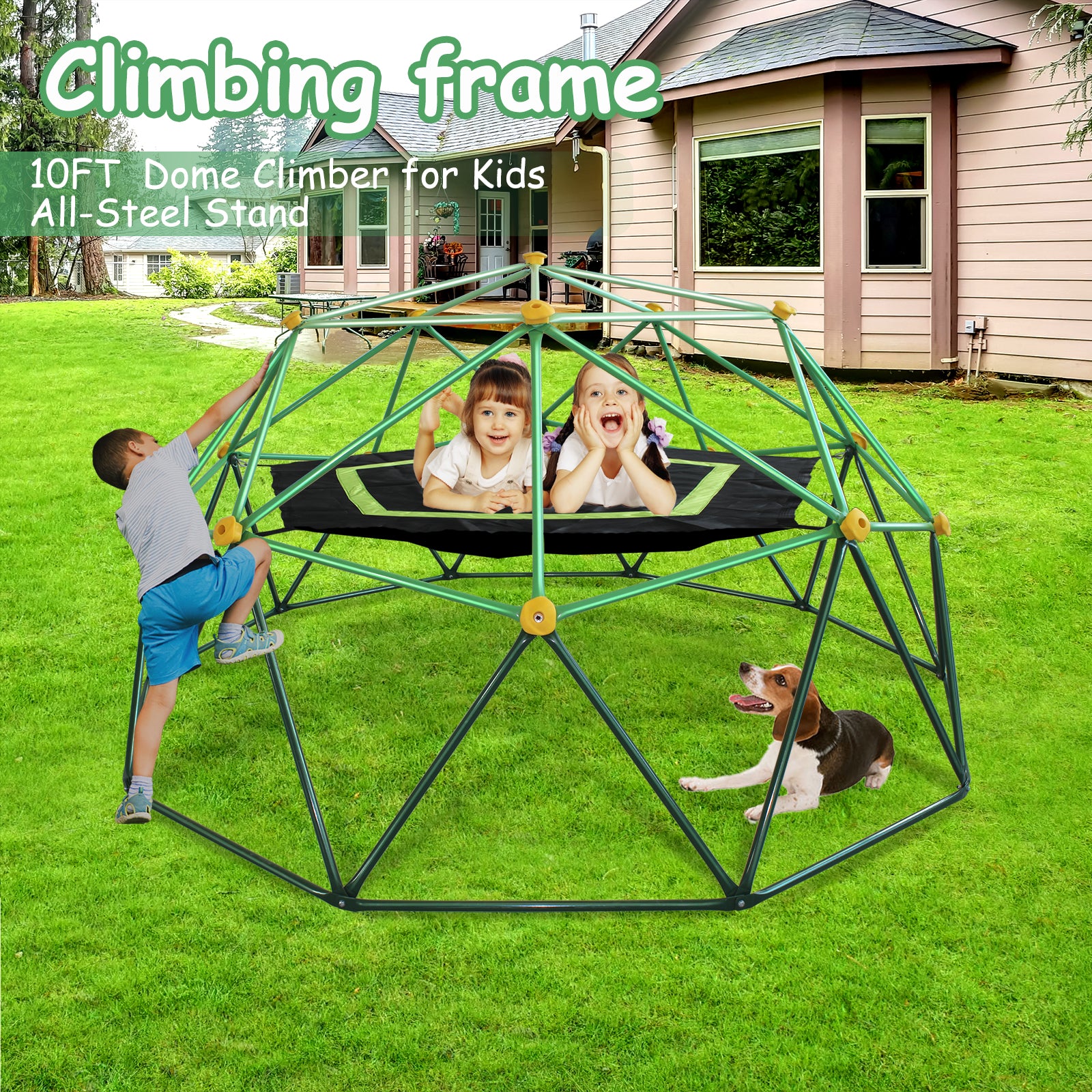 SMkidsport 10 FT Climbing Dome for Kids， Anti-Rust and UV-Resistant Dome Climber with 800LBS Load Capacity， Suitable for Outdoor Indoor， 1 Pack