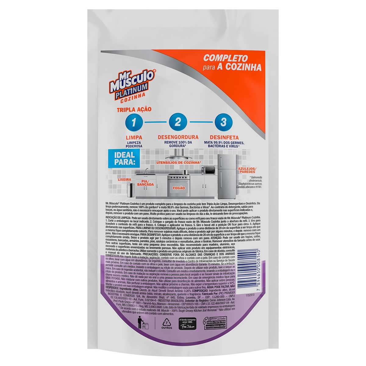 Desinfetante Cozinha Lavanda Mr Musculo Platinum Sache 400ml