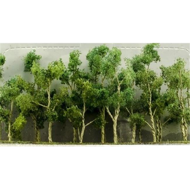woods edge trees pastel green 3'' to 3.5'' ho-scale 14/pk