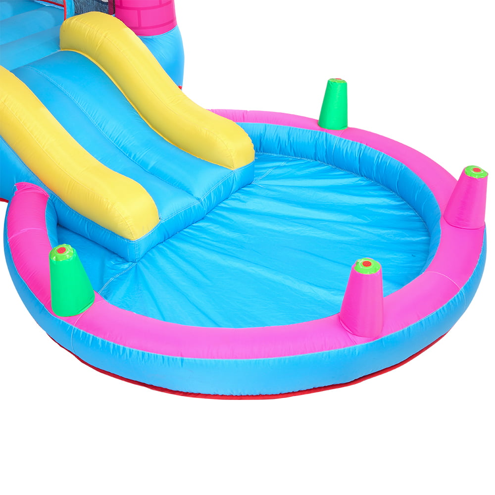 SalonMore Inflatable Bounce House with Blower，Pool and Water Slide and Splash，Multi-color Tank