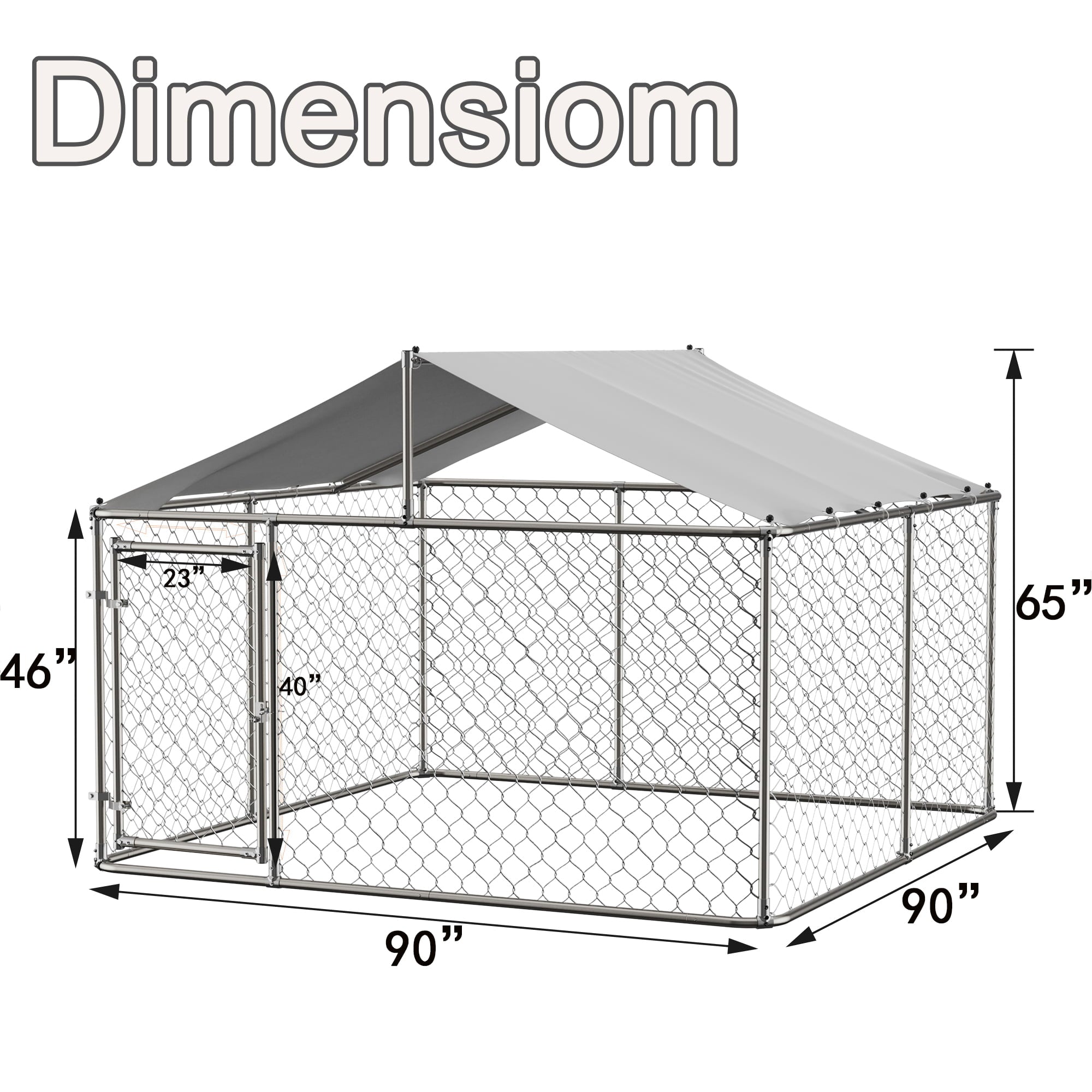 LZBEITEM 7.5 x 7.5ft Large Outdoor Dog Run Kennel， Heavy Duty Dog Cage Galvanized Steel Dog Fence Dog Enclosure Playpen with Waterproof Cover