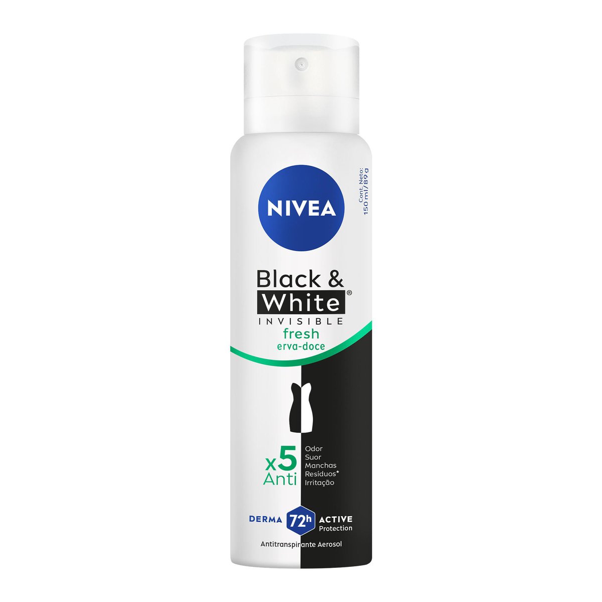 Desodorante Aerossol NIVEA Black & White INVISIBLE Fresh Erva-Doce 150ml