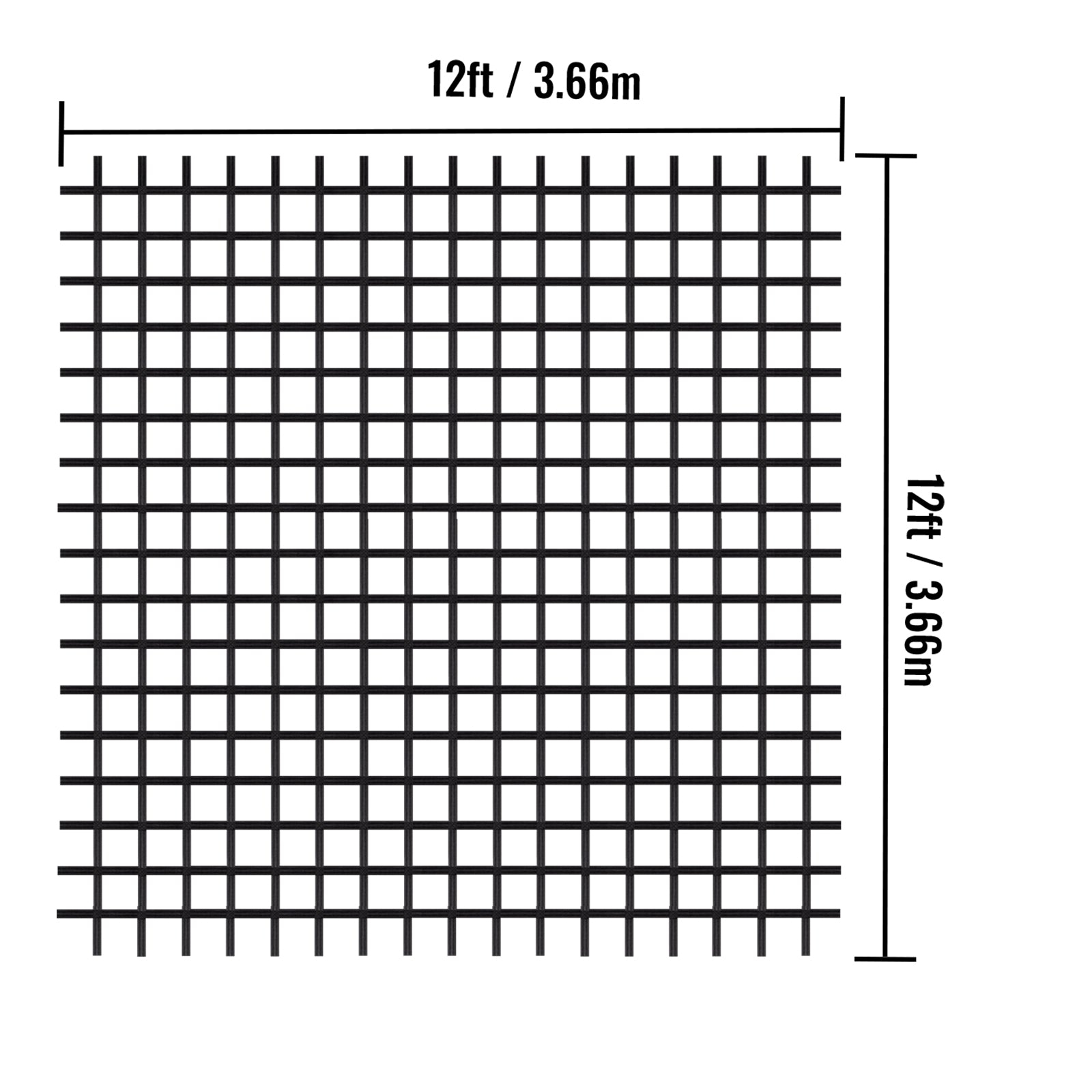 VEVOR Climbing Cargo Net， 12' x 12' Playground Climbing Net， Polyester Material， Rope Ladder， Swingset， Large Military Climbing Cargo Net for Kids and Adult， Indoor and Outdoor， Treehouse， Jungle Gyms
