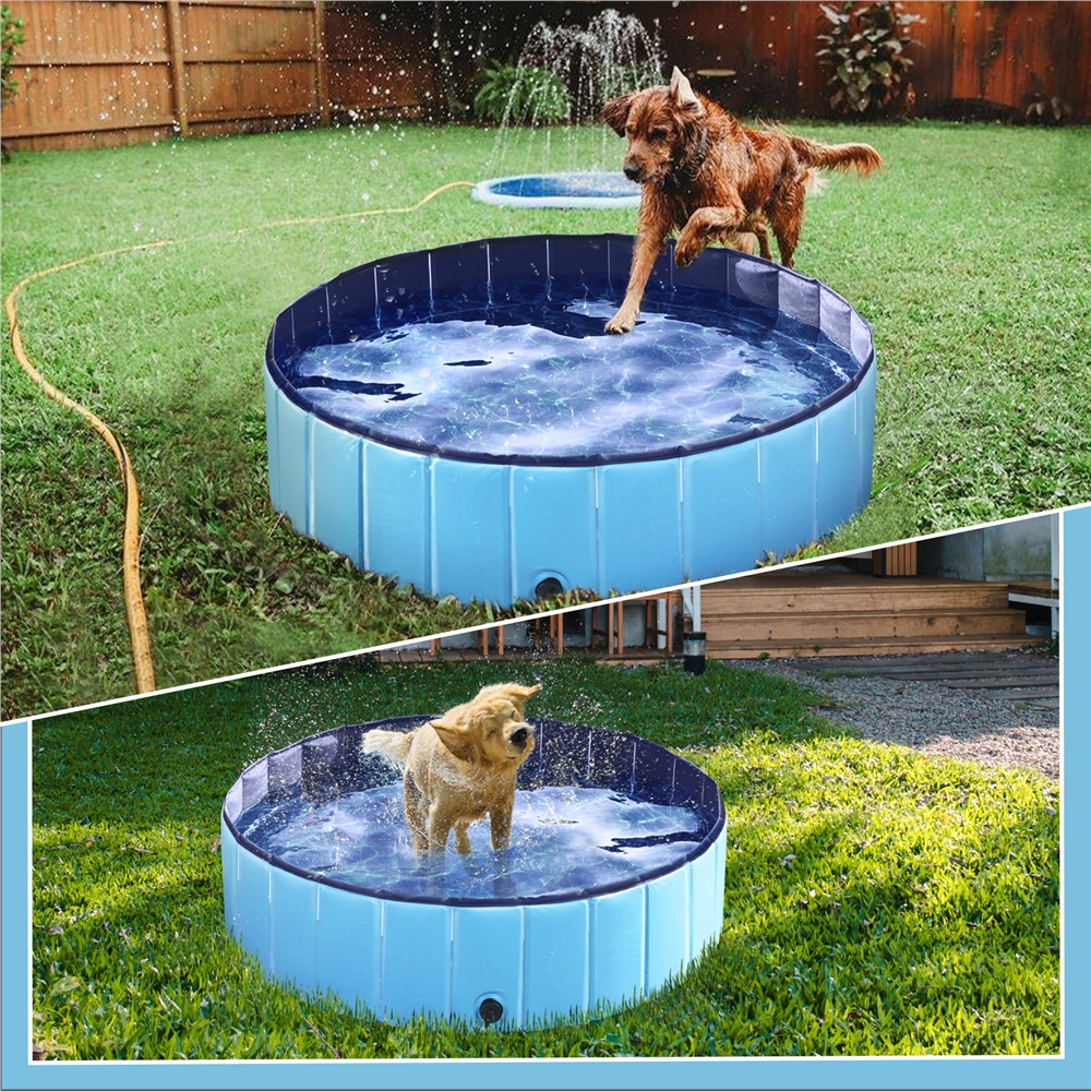 Easyfashion Foldable Pet Swimming Pool Wash Tub for Cats and Dogs， Blue， XX-Large， 63