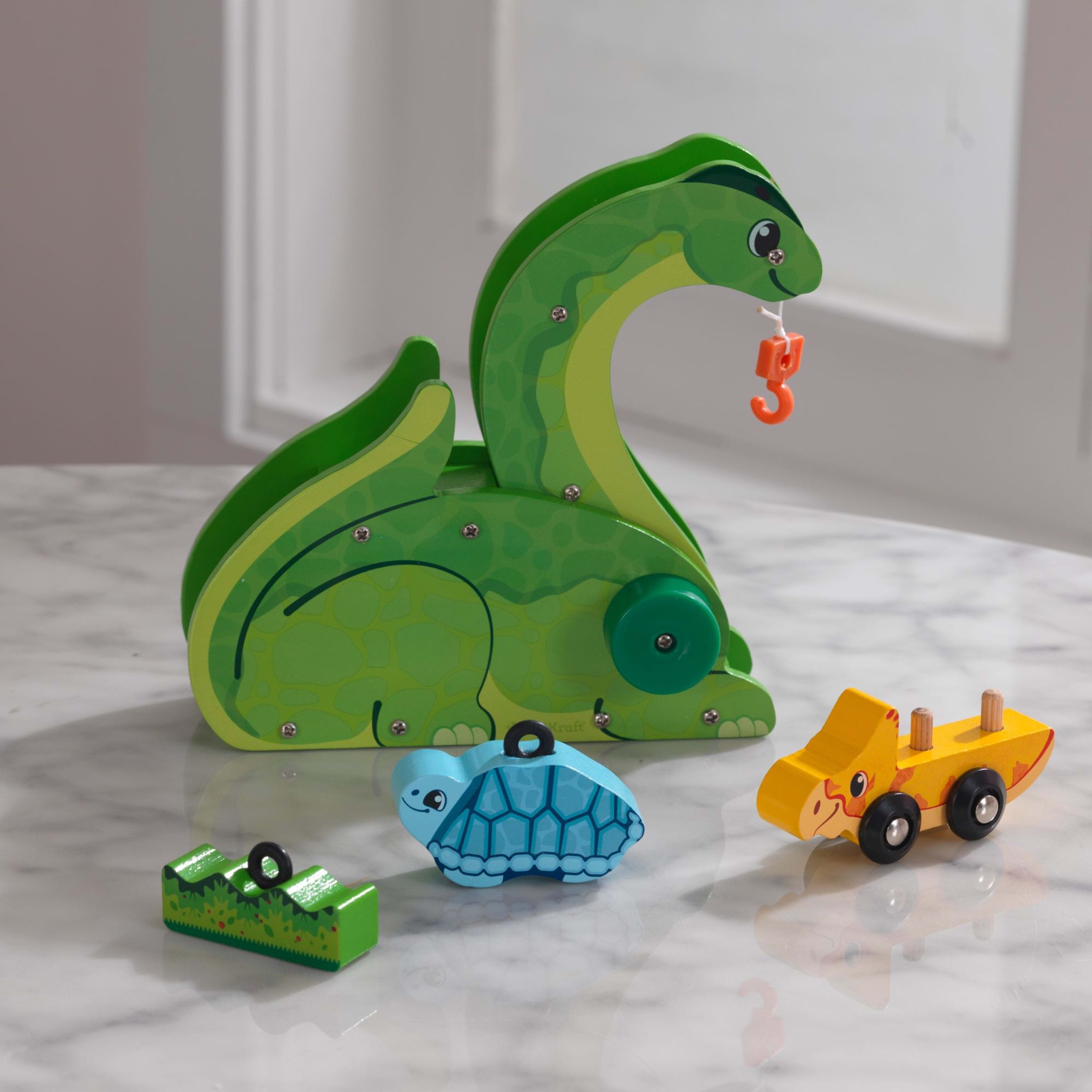 KidKraft Adventure Tracks™: Dino World Cretaceous Crane Wood Train Track Vehicle Play Set