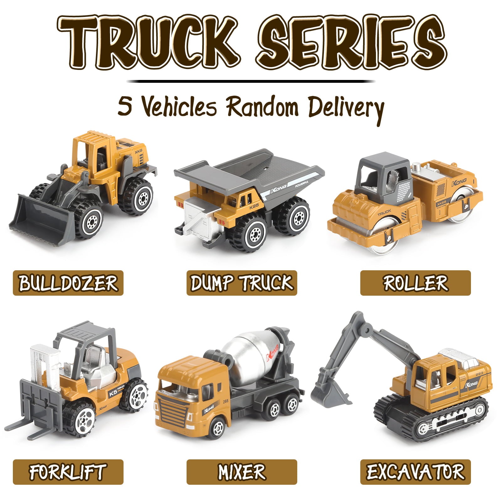 Mini Toy Truck Construction Vehicle Excavator Toy Car Play Vehicles Set for Kids 3-5 Random delivery (5Pcs)