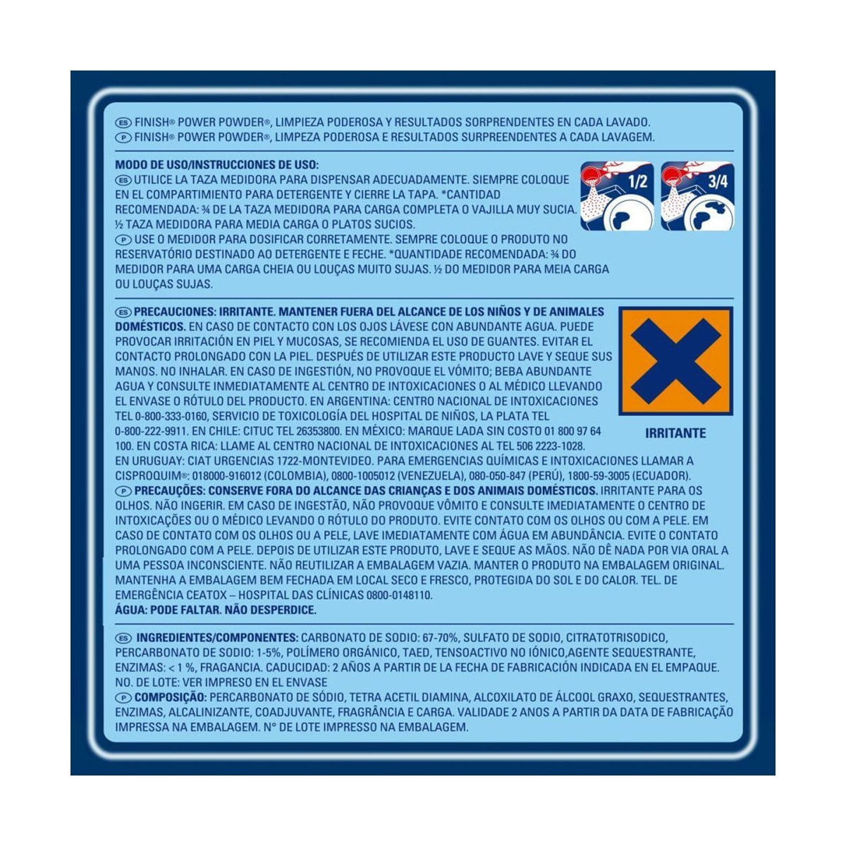 Detergente para Lava Loucas em Po Finish 1kg