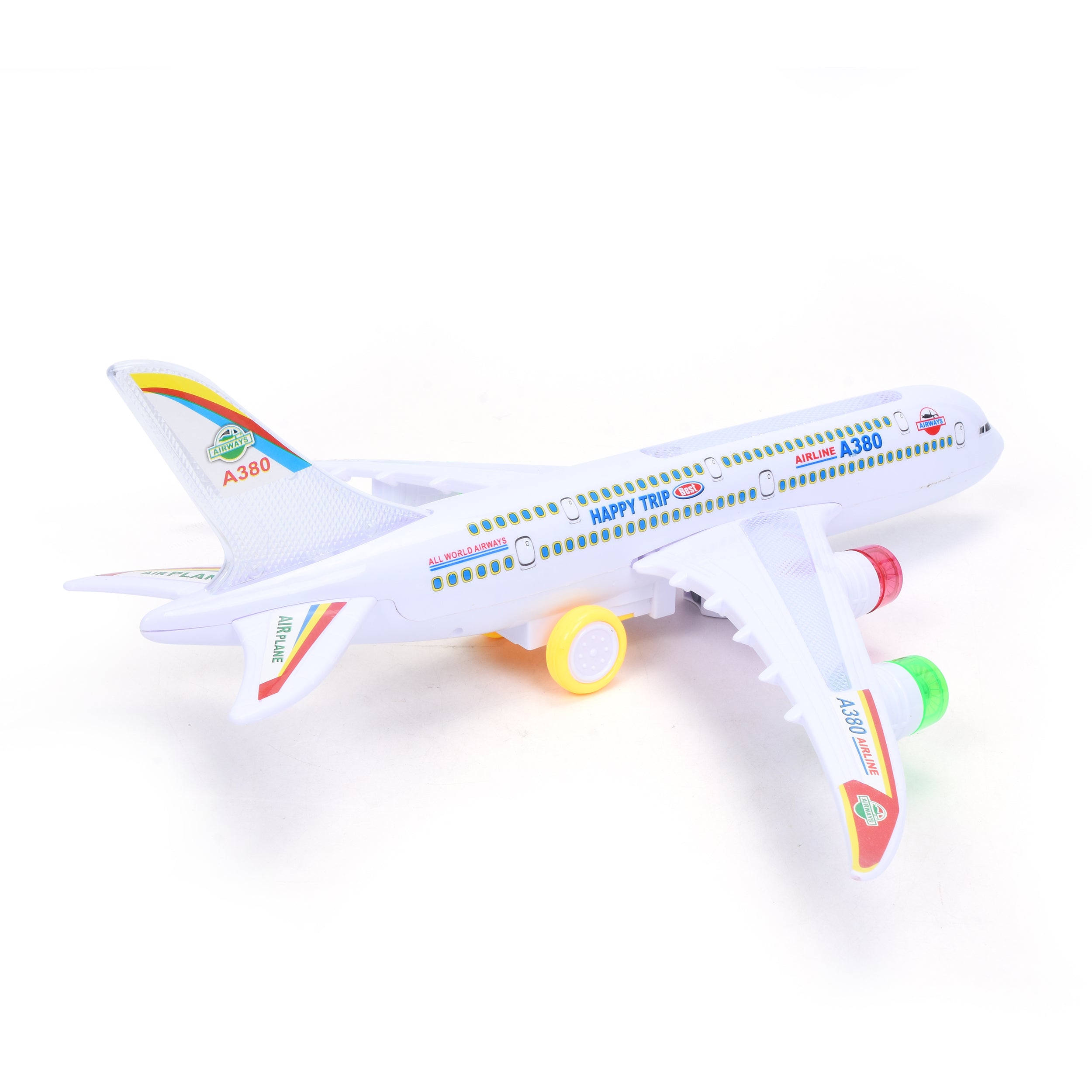 WonderPlay All Aboard! Bump and Go Airplane With Light and Sound - White