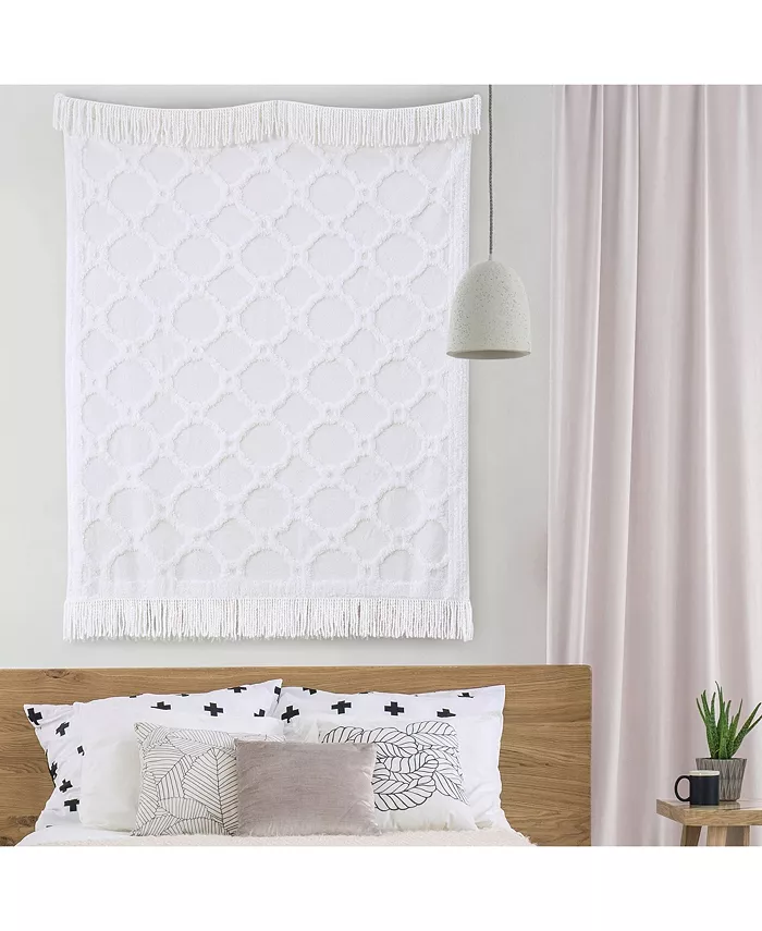 Gracie Mills Cotton Brianne Tufted Throw Blanket， Ivory - Full Queen
