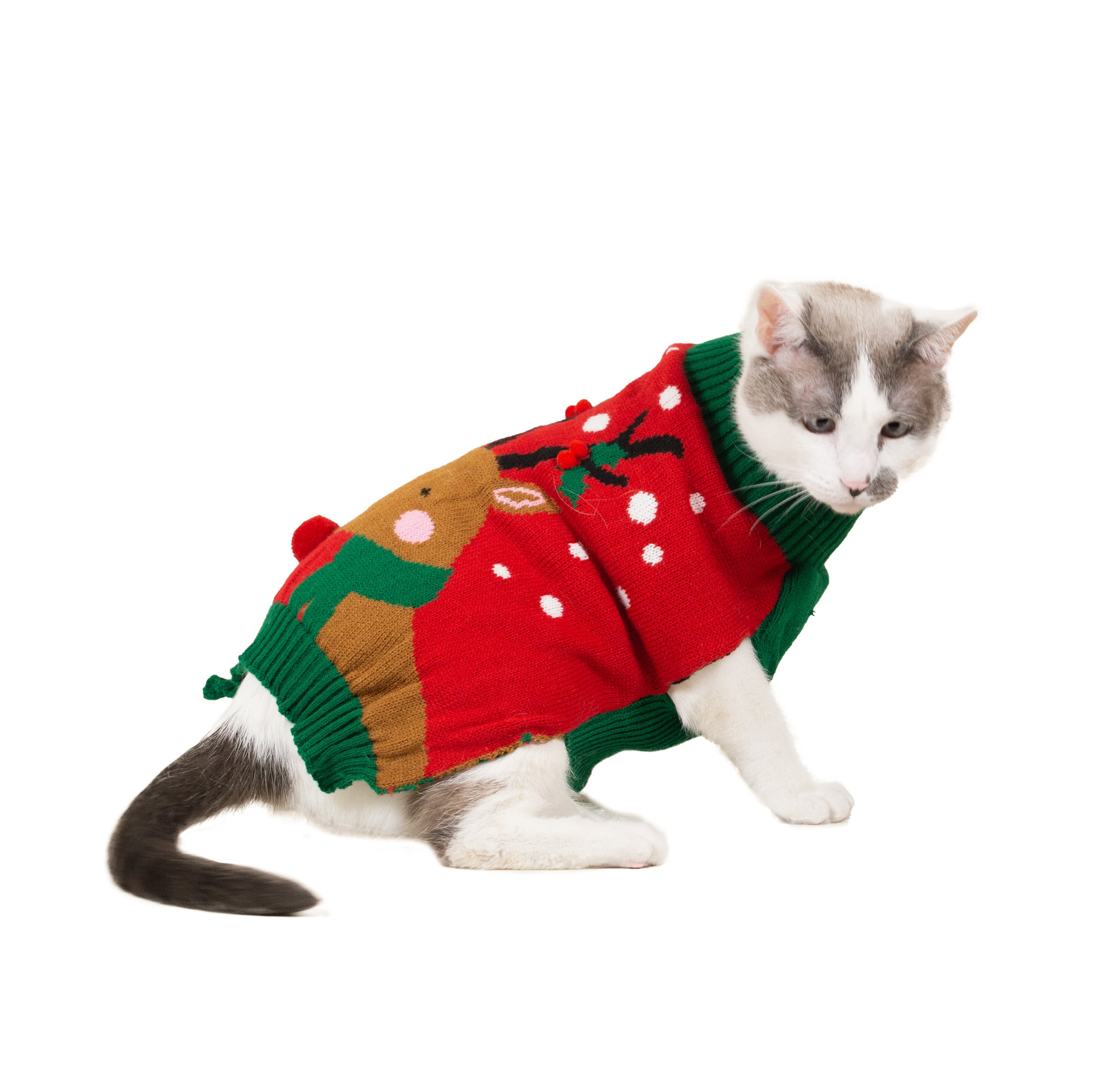 Vibrant Life， Holiday Dog Clothes， Reindeer Dog or Cat Sweater， Red XXS