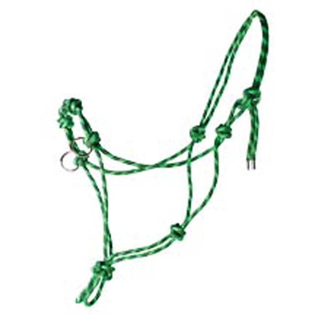 92AI Hilason Western Horse Side Pull Rope Halter W/ Nickel Plated Rings Green Black