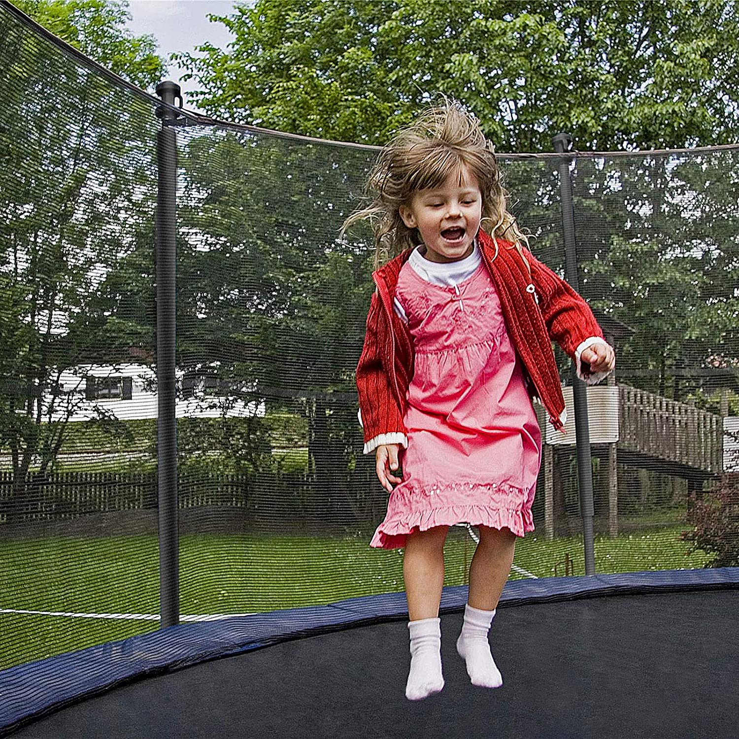 SKONYON 10FT Trampoline for Kids/Adult with Enclosure Net， 661LBS Capacity 3-4 Kids， High Waterproof Mat and Inclined Ladder， Outdooe/Indoor Park Kindergarten