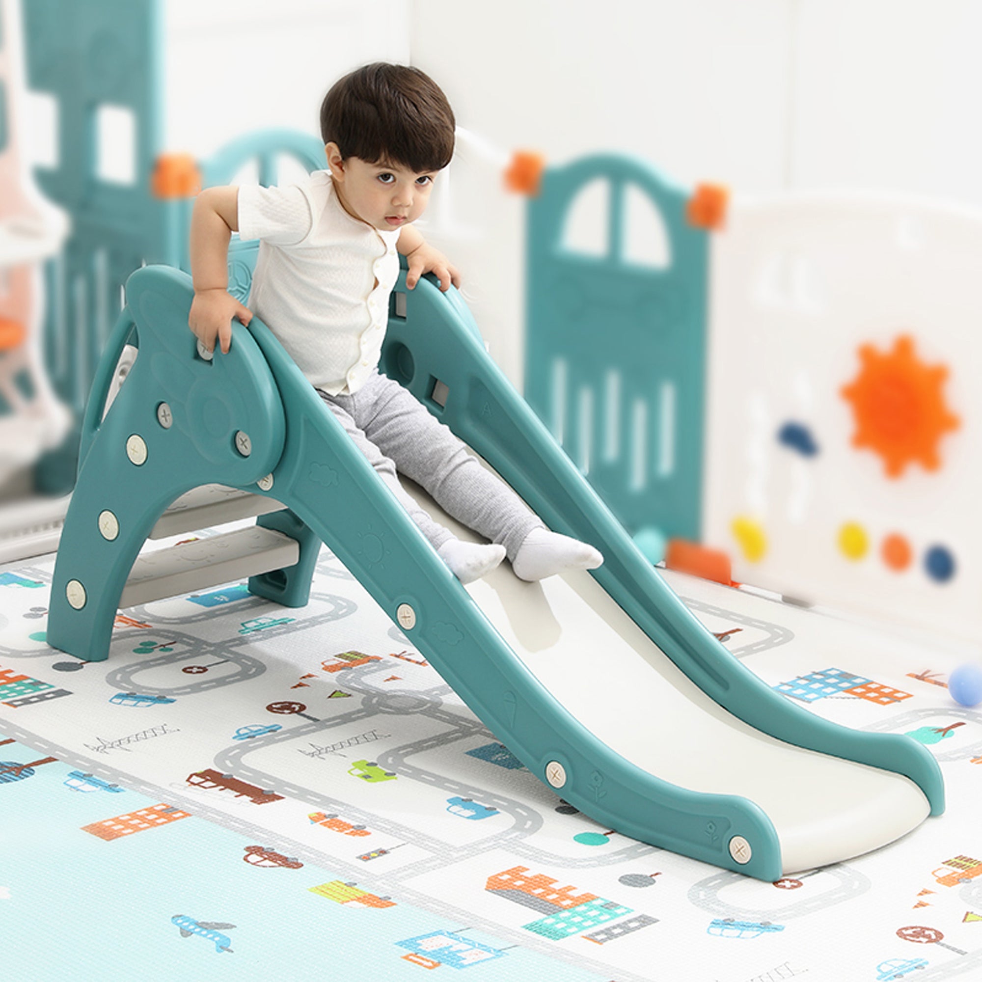 REIDIU Freestanding Baby Slide Indoor First Play Set，Green