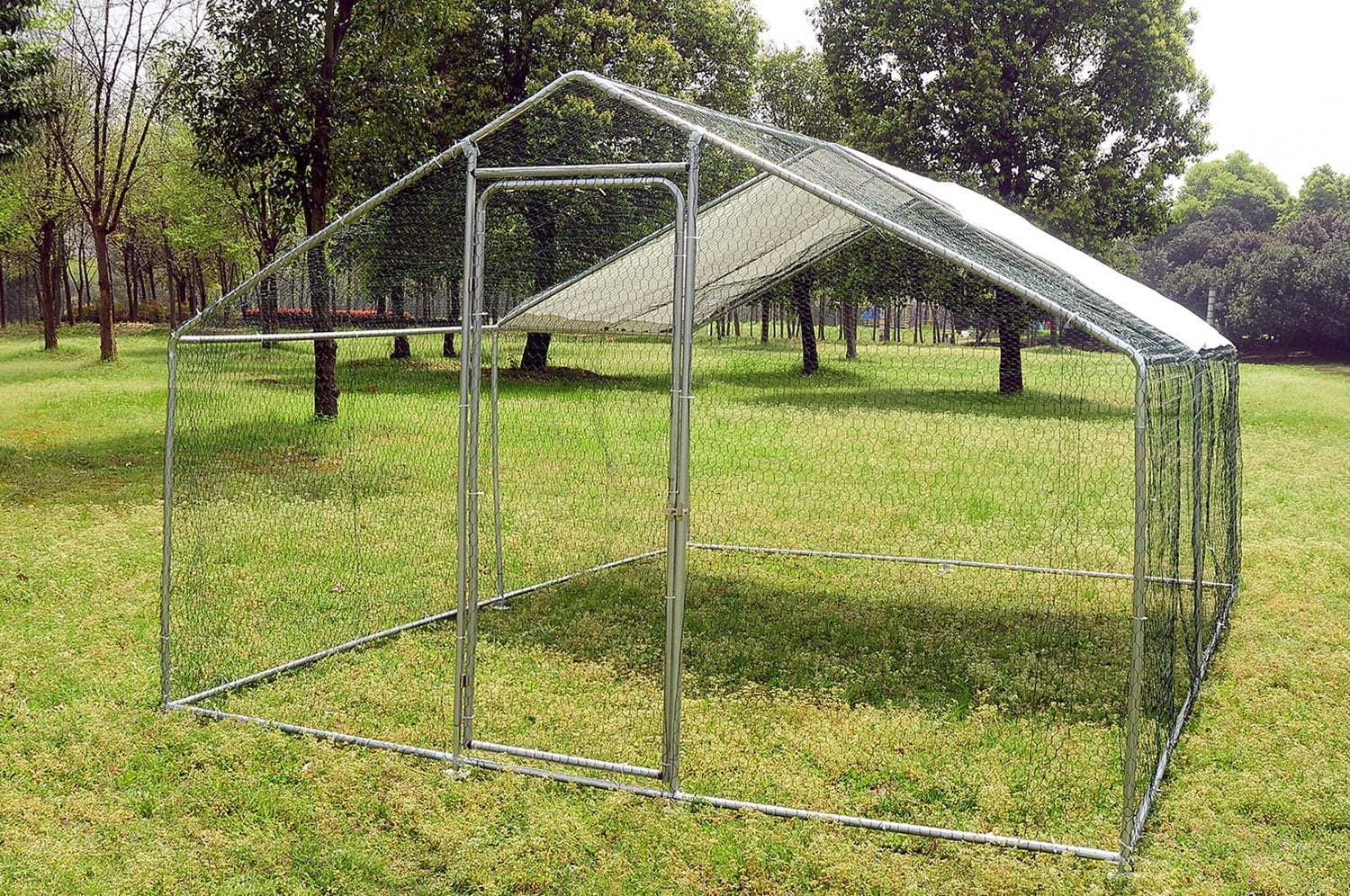 Walsport 10x10ft Chicken Run Walk in Coop for Poultry Rabbit Hen Cage Pen Metal Design with Door