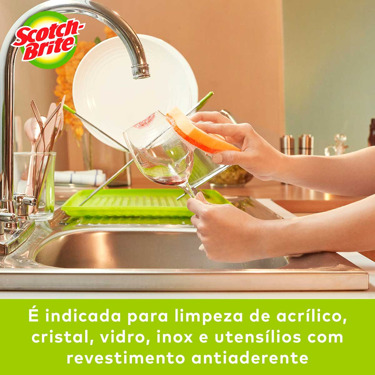 Esponja Nao Risca Laranja Scotch Brite - 3 Unidades