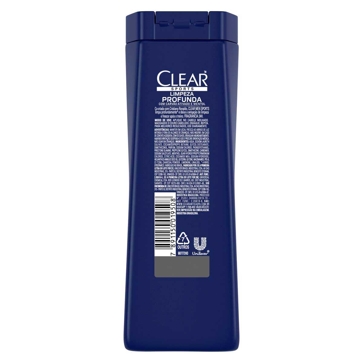 Shampoo Anticaspa Clear Men Sports Limpeza Profunda 200 ml