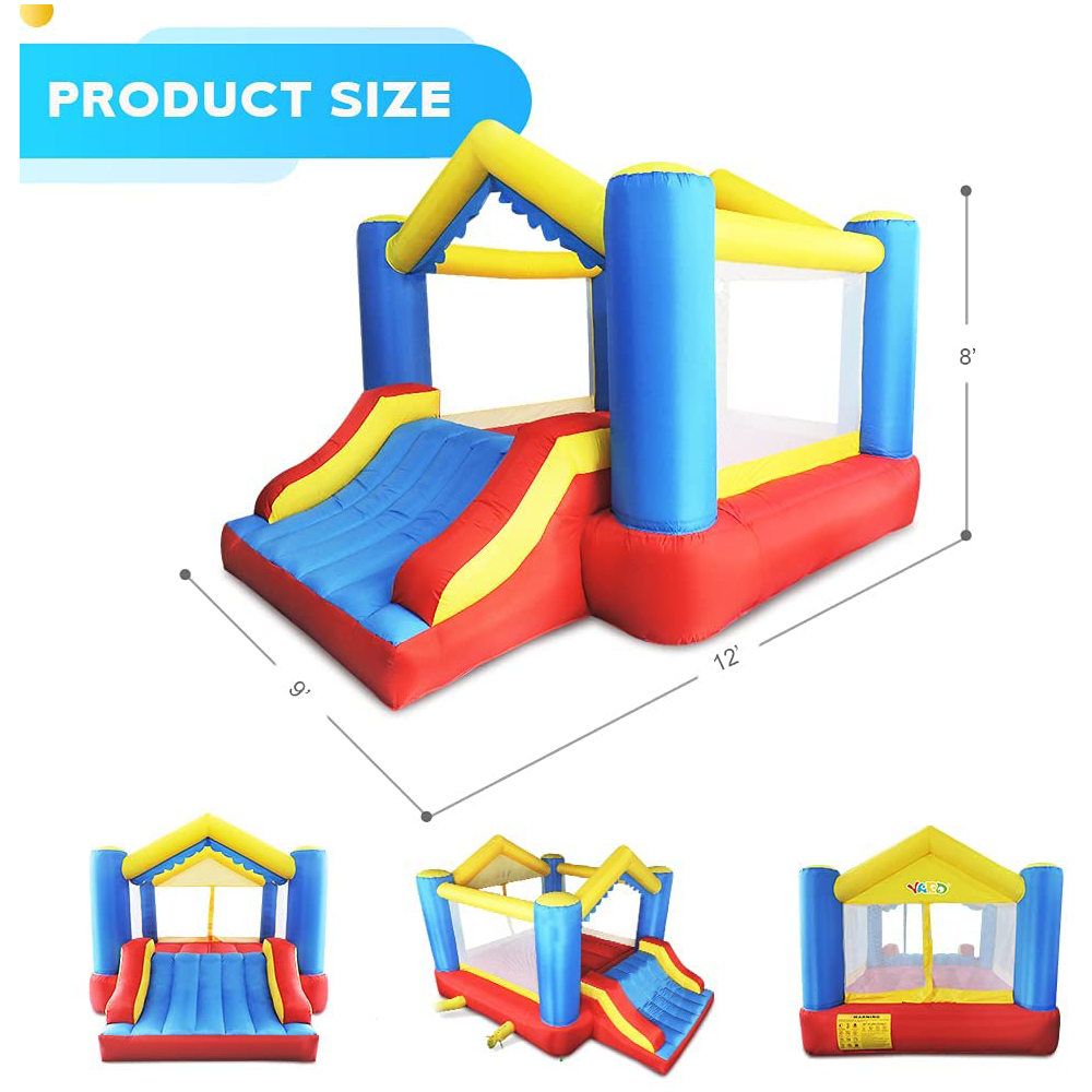 YARD Inflatable Kids Bounce House 11x9x8ft with Slide and Blower， Indoor Inflatable Bouncer Jumping House