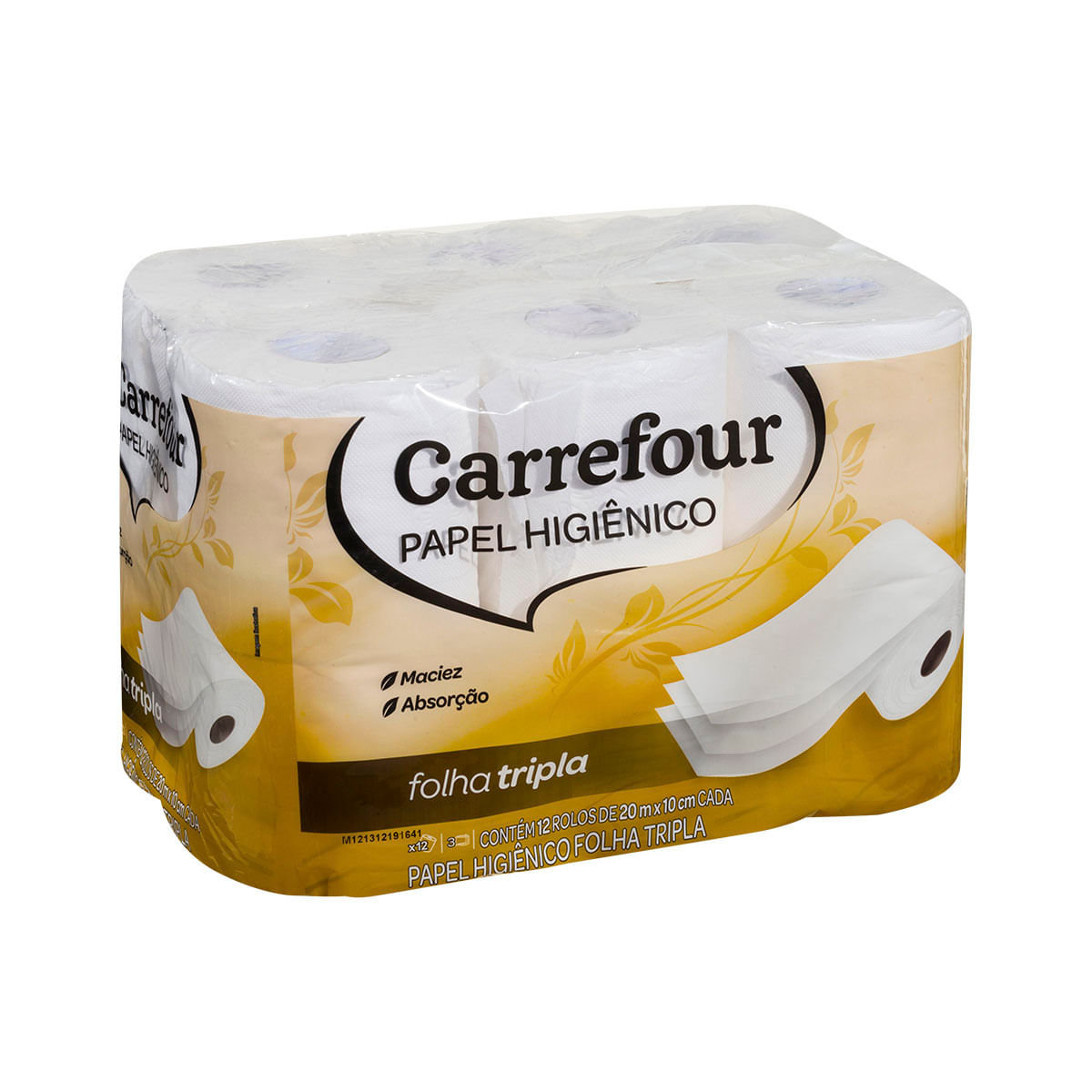 Papel Higienico Folha Tripla 20m Carrefour 12 Unidades