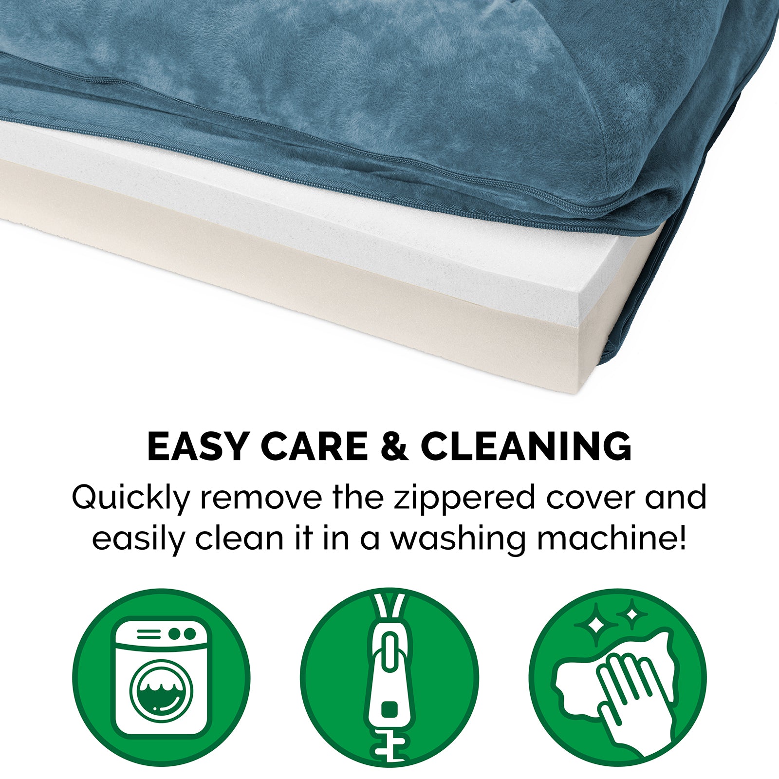 FurHaven Pet Dog Bed | Memory Foam Faux Fur and Velvet Couch Sofa-Style Pet Bed for Dogs and Cats， Harbor Blue， Jumbo