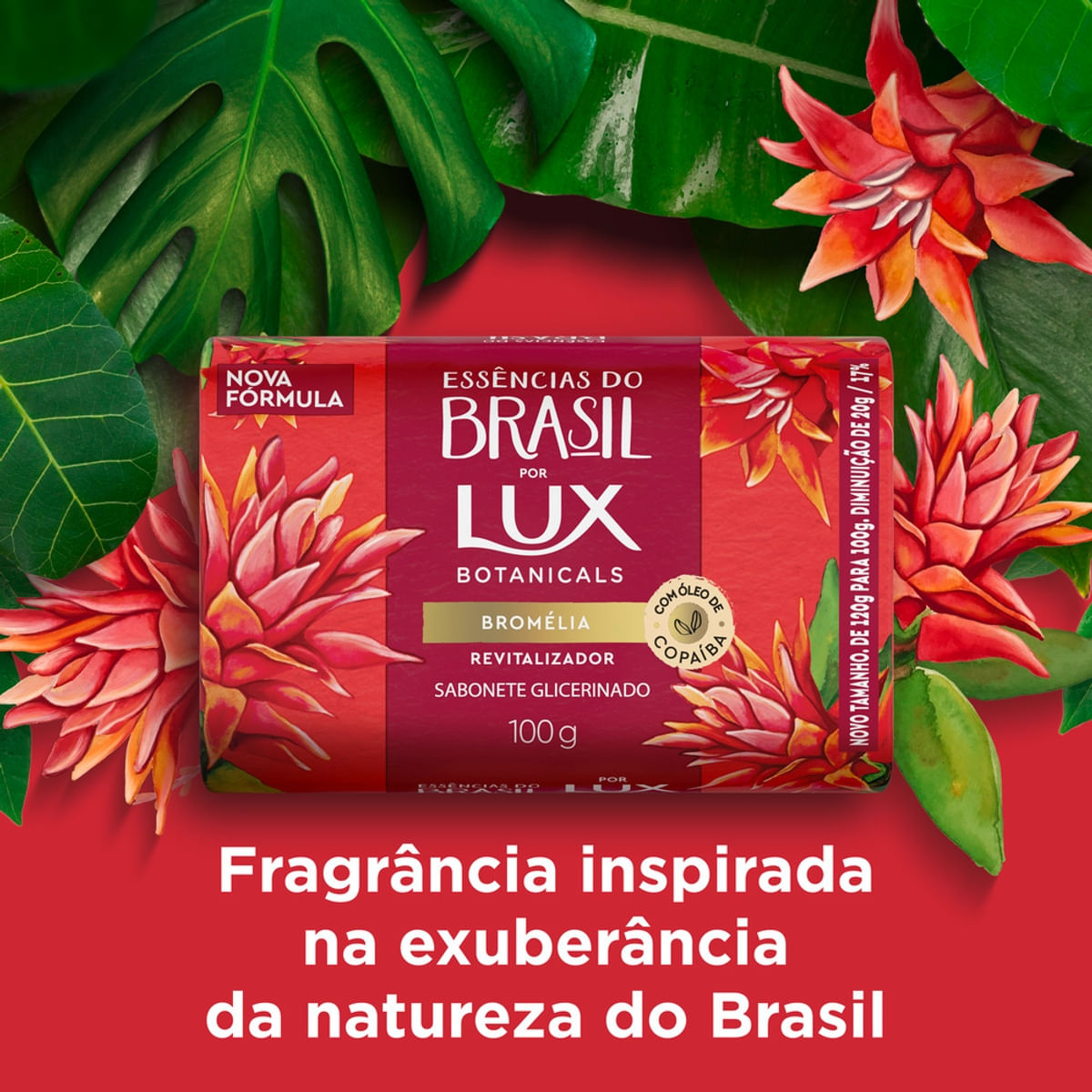 Sabonete Barra de Glicerina Bromelia Lux Botanicals Essencias do Brasil 100g