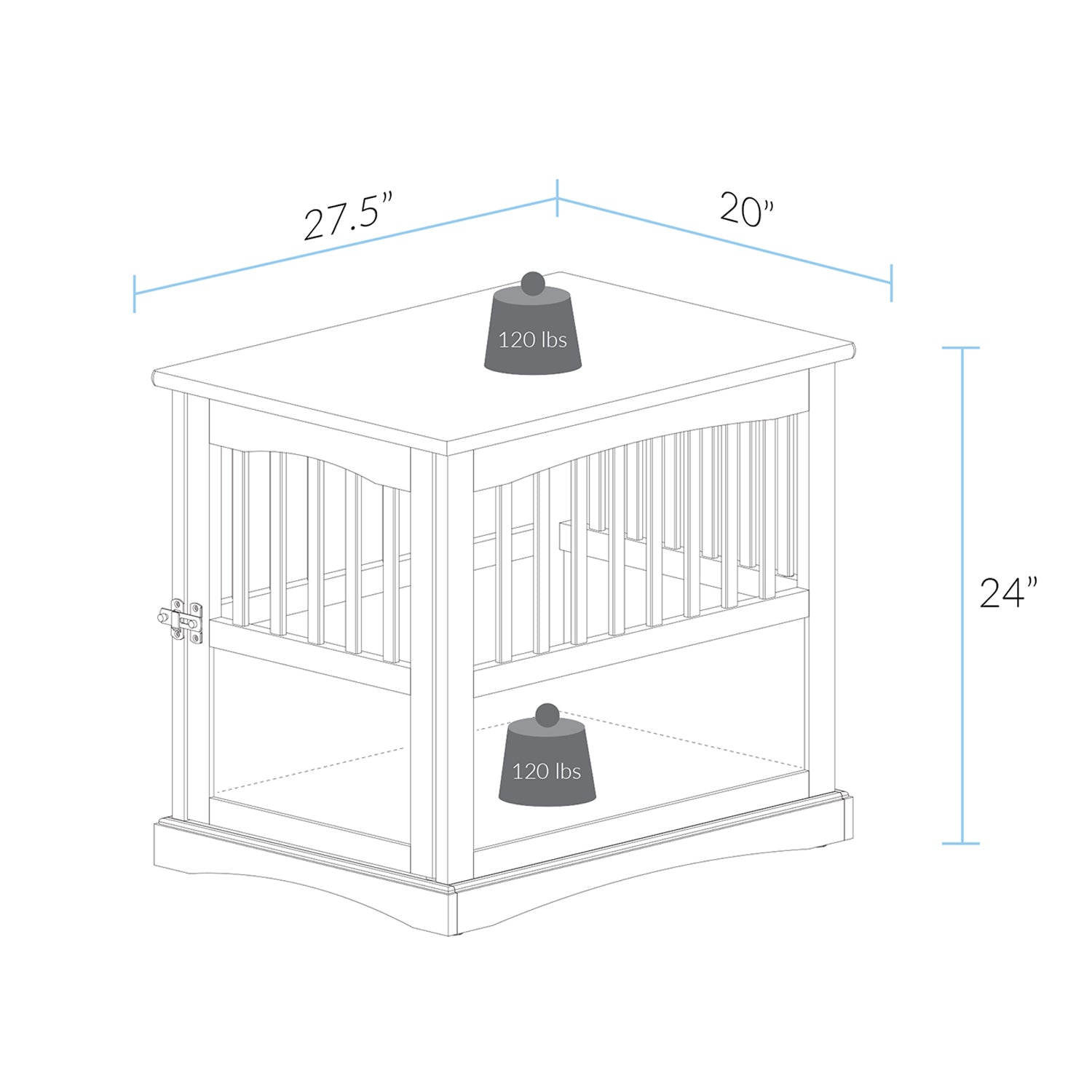 Casual Home Wooden Pet Crate Dog House， Medium， Taupe Gray