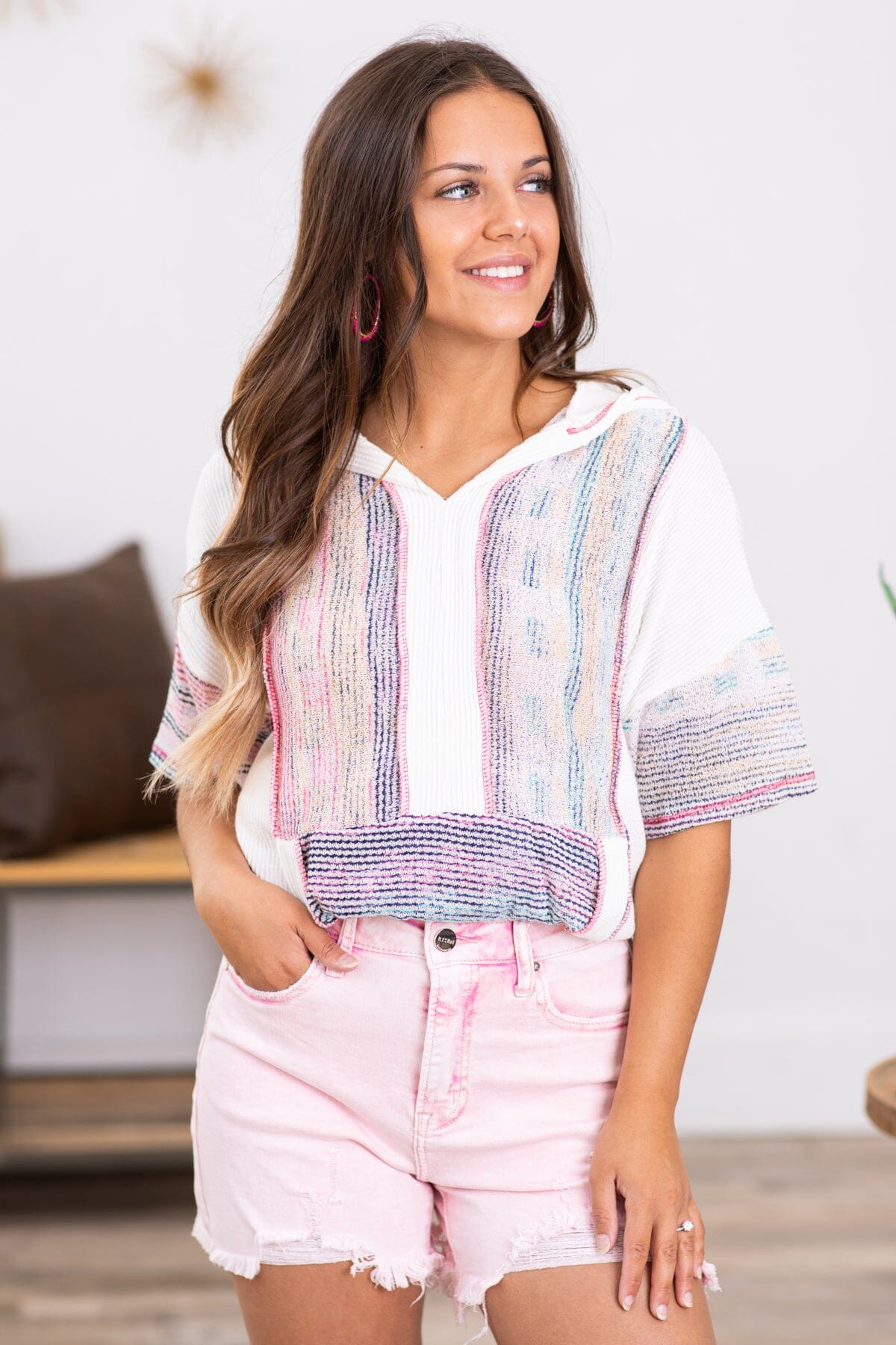 Risen Blush Washed Distressed Shorts