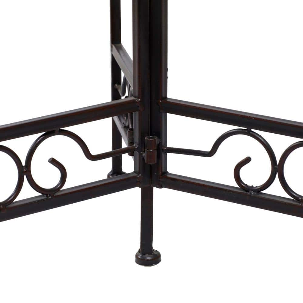 Litton Lane 18 in. Brown Metal Floral Indoor Outdoor 3 Tier Plantstand 41331