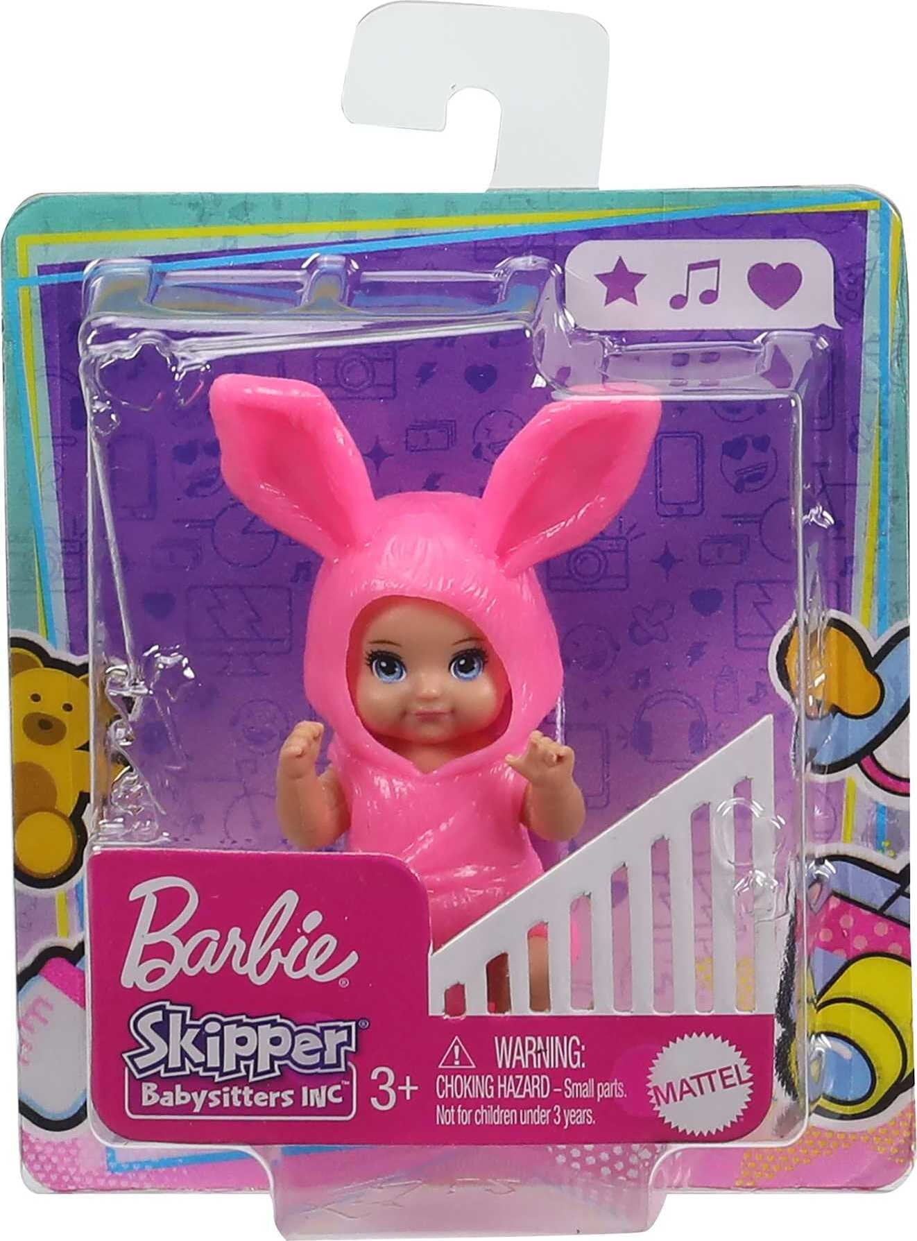 Barbie Doll, Baby with Removable Bunny Onesie Costume with Rabbit Ears & Diaper, Babysitters Inc