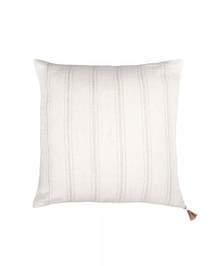 Anaya Home White With Beige Stripes Linen Down Throw Pillow