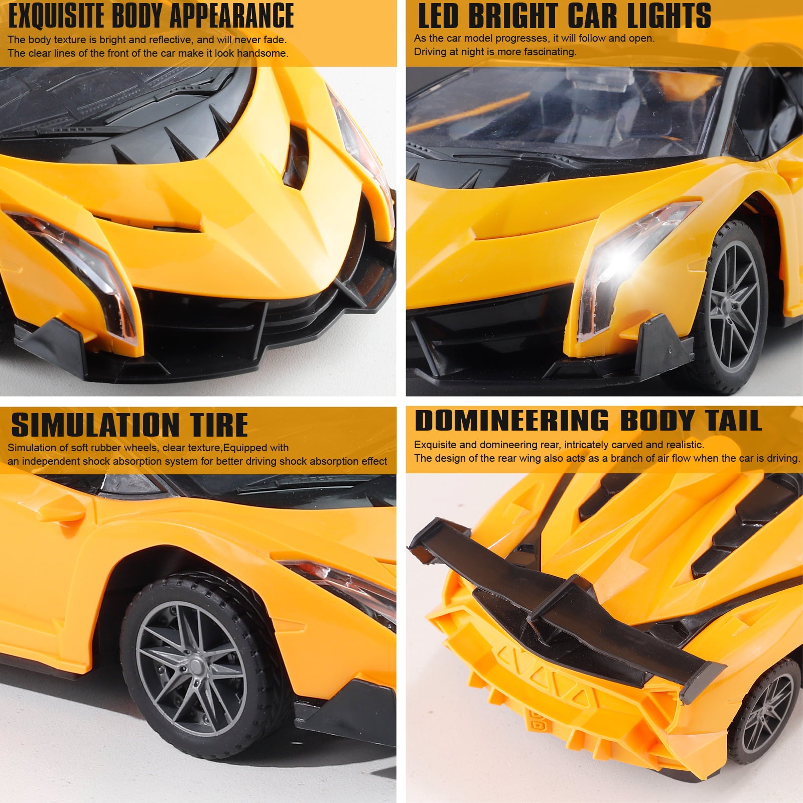 Remote Control Car RC Cars Xmas Gifts for Kids 1/18 Scale Electric Sport Racing Hobby Toy Car  Lamborghini Model Vehicle with Lights Kids Toys Gifts for 4 5 6 7 8 Year Old Boys