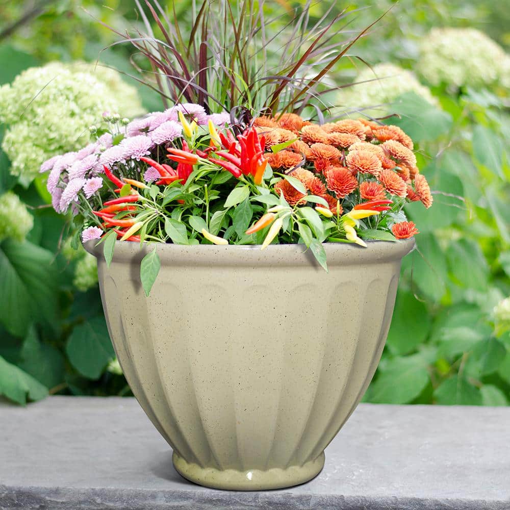 Southern Patio 15 in. Caylo Planter 19 in. Caylo Planter 16 in. Sydney Bowl Resin Composite Patio Pack (Pack of 3) HDP-046967PP