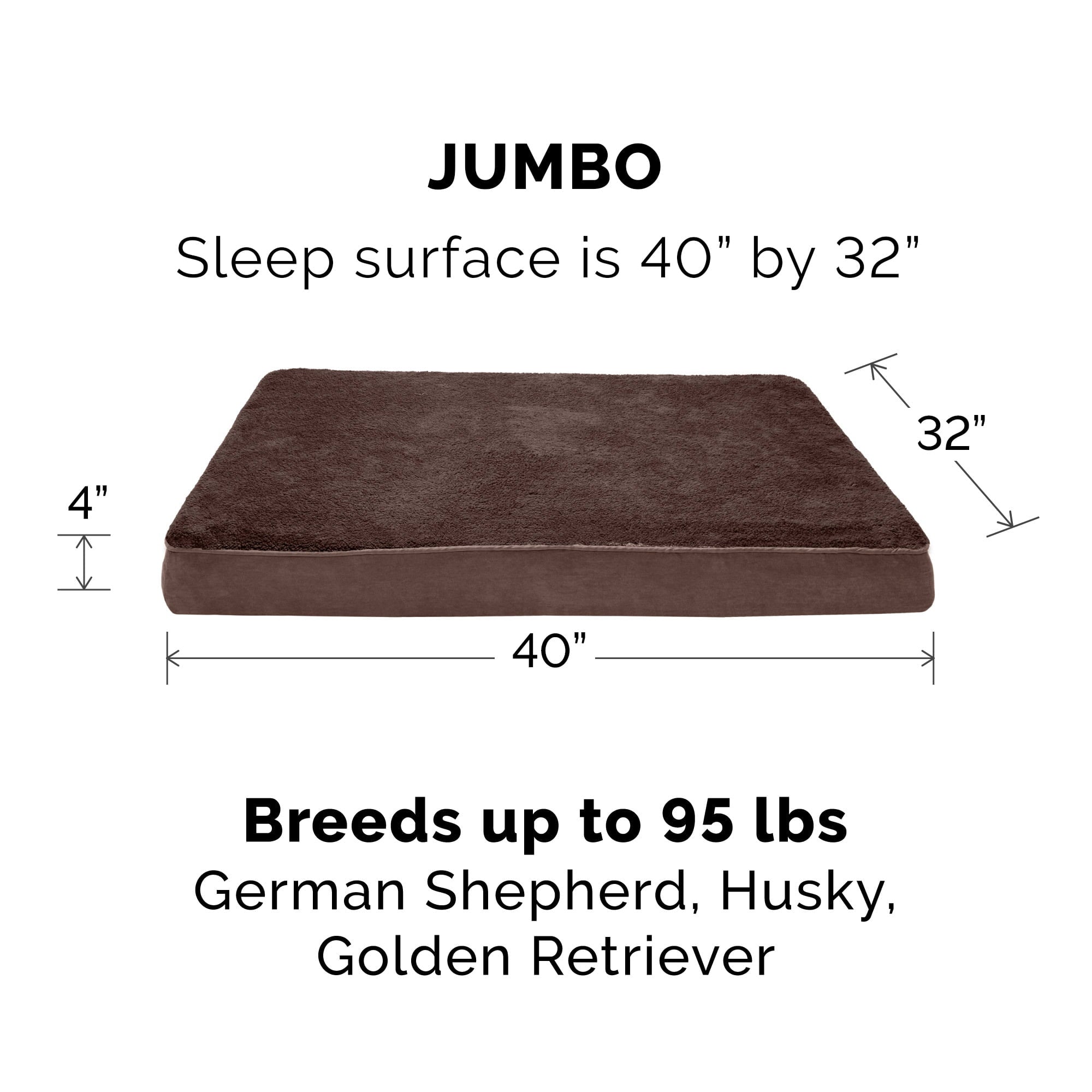 FurHaven Pet Products | Deluxe Cooling Gel Memory Foam Orthopedic Terry and Suede Mattress Pet Bed for Dogs and Cats， Espresso， Jumbo