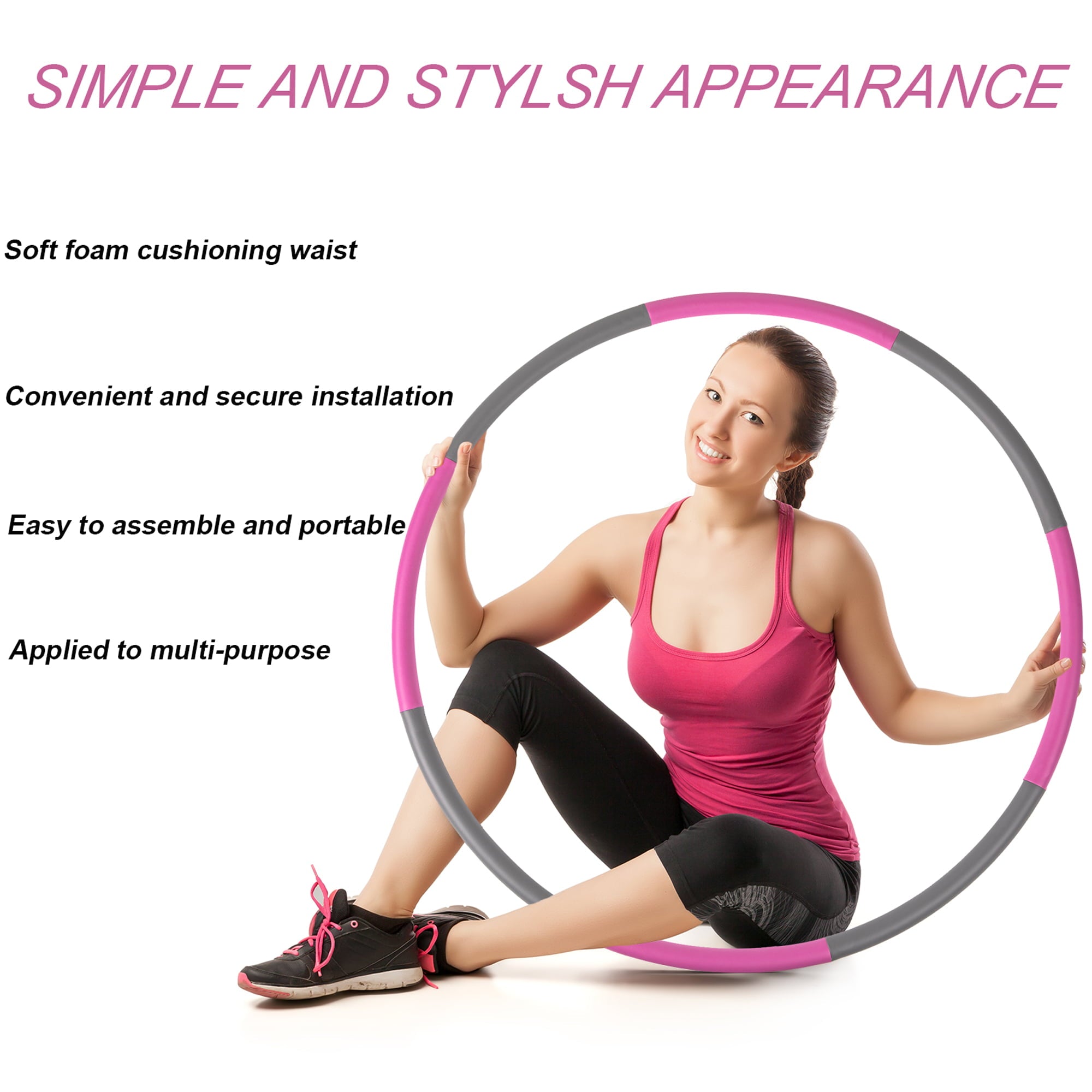 Liberry 2lb Detachable Exercise Hoop for Adults (Pink-Gray)