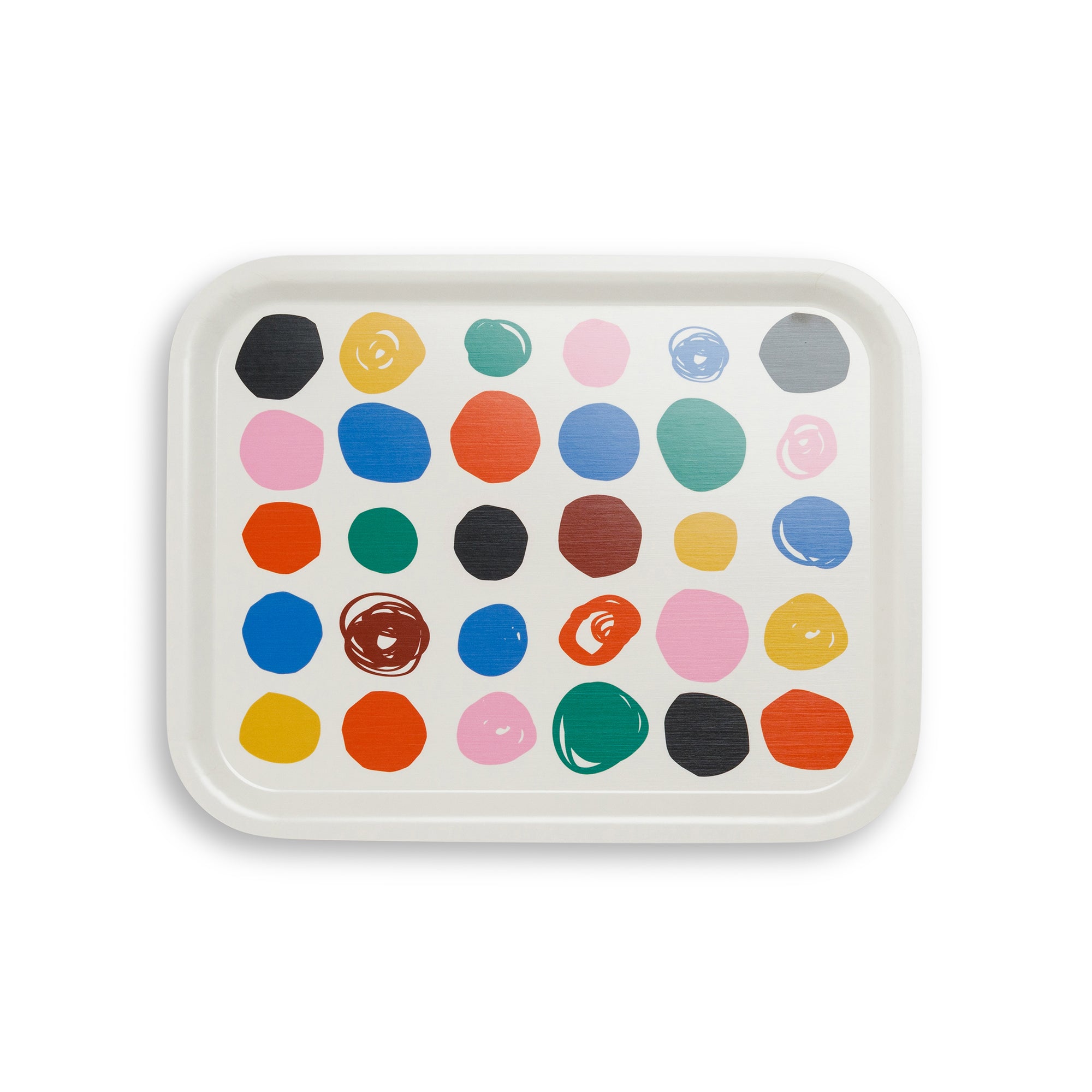 Scribble Dots Rectangle Birchwood Tray