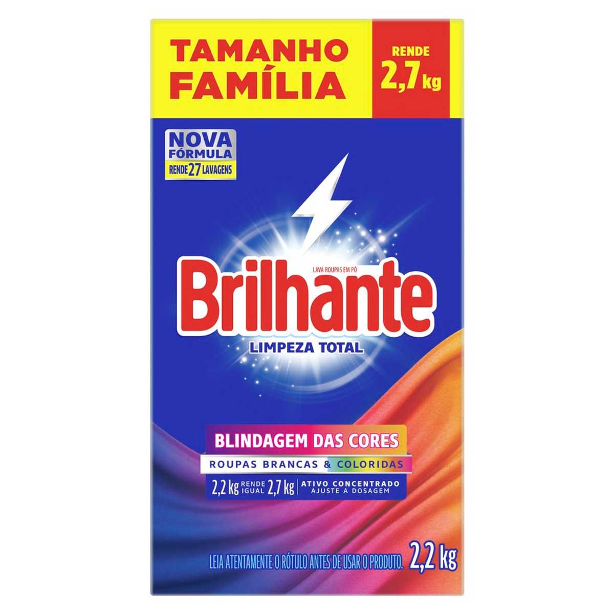 Sabao em Po Brilhante Limpeza Total 2,2Kg Tamanho Familia