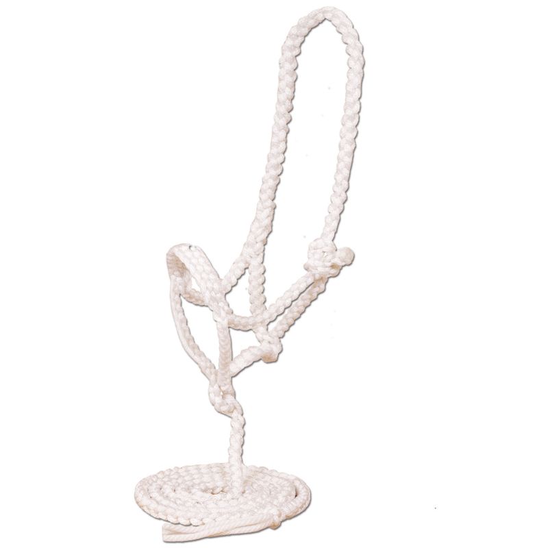 Mustang Flat Plaited Noseband Halter w/ Lead White