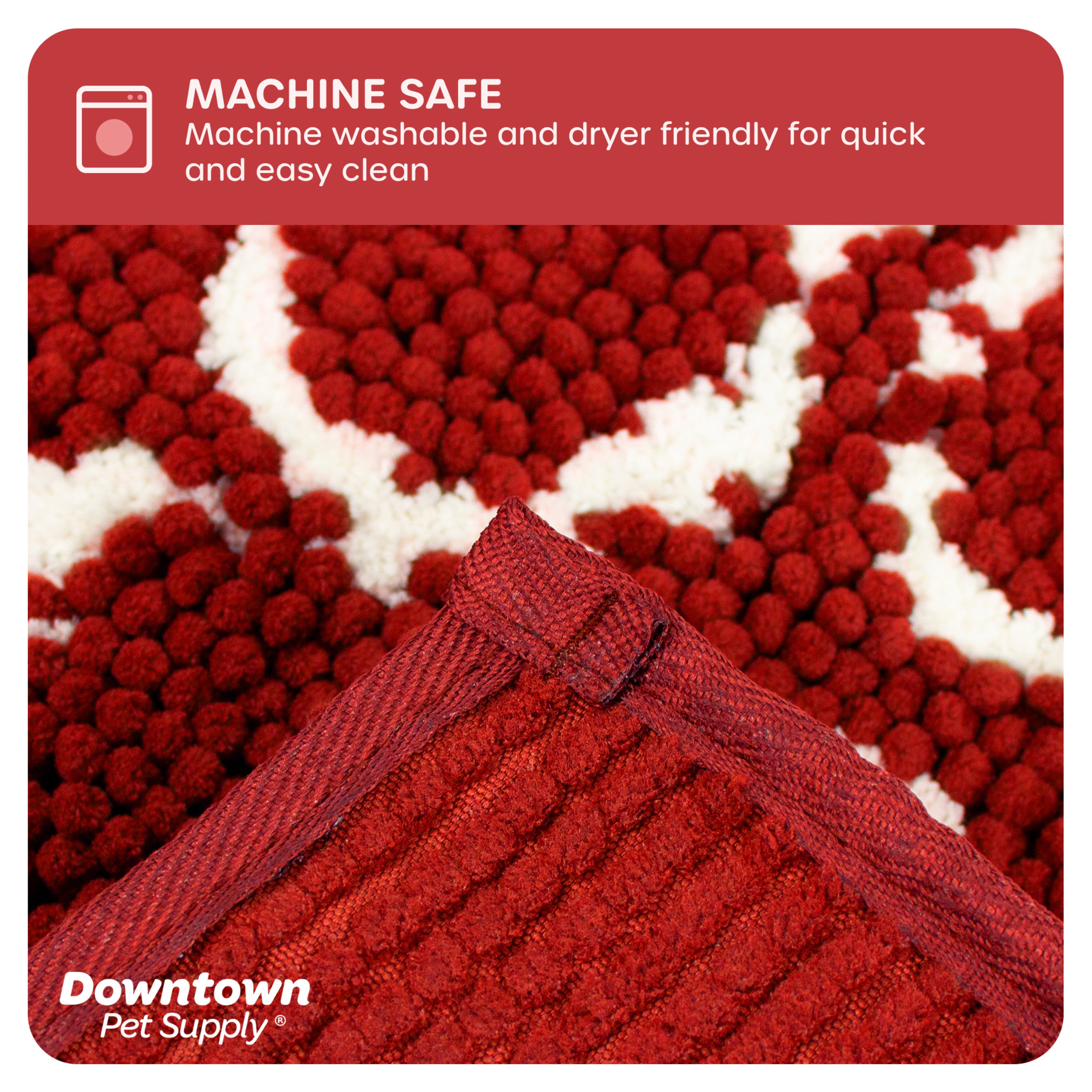 My Doggy Place Dog Mat for Muddy Paws， Washable Dog Door Mat， Red， M