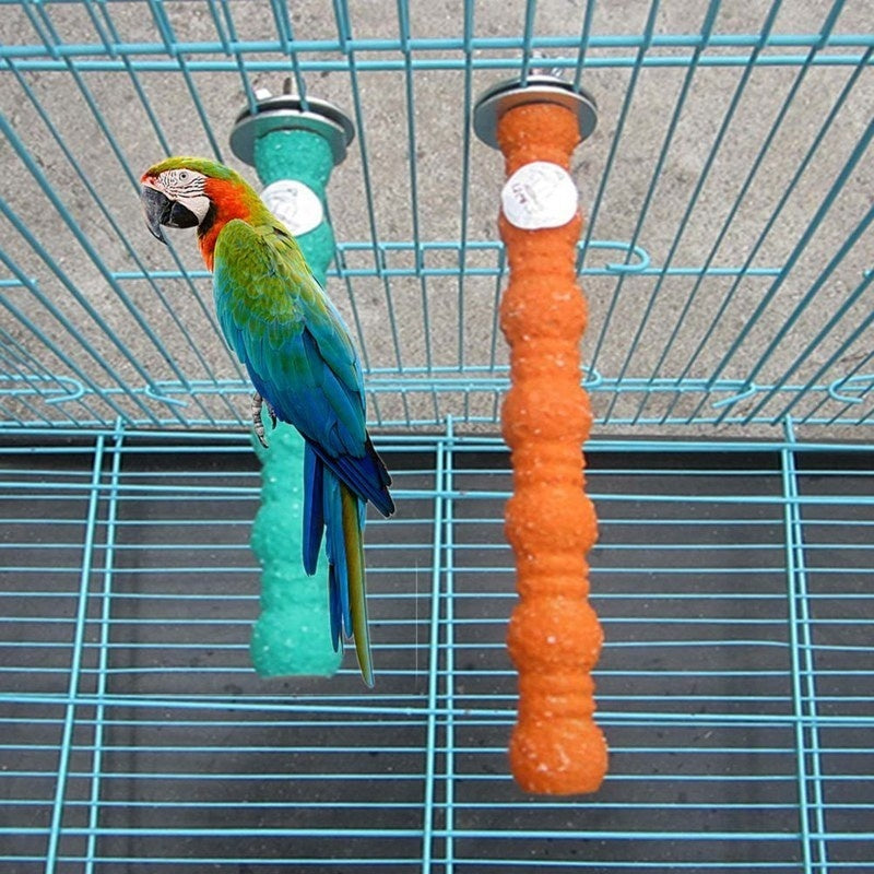 AkoaDa 8X2Cm Pet Bird Grinding Claw Stick Parrot Stand Rod Bird Supplies Bird Cage Accessories Parrot Grinding Toy Random Colour