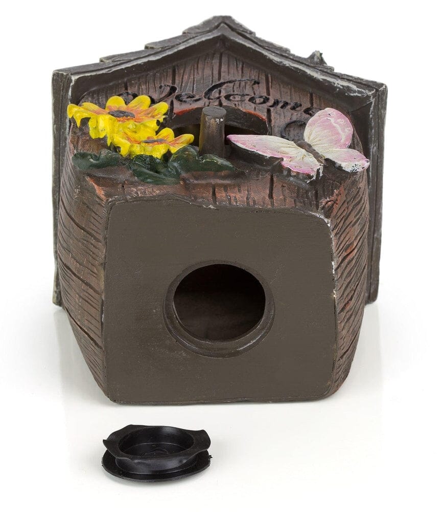 Butterfly and Flowers Welcome Decorative Hand-Painted Bird House