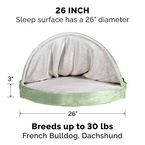 FurHaven | Cooling Gel Microvelvet Snuggery Pet Bed for Dogs and Cats， Sage， 26-Inch