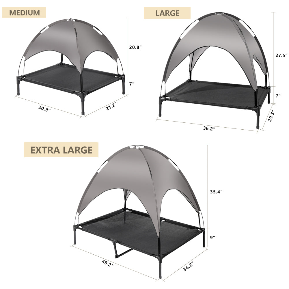 Elevated Dog Bed with Canopy， Outdoor Dog Bed， Large Dog， Labrador