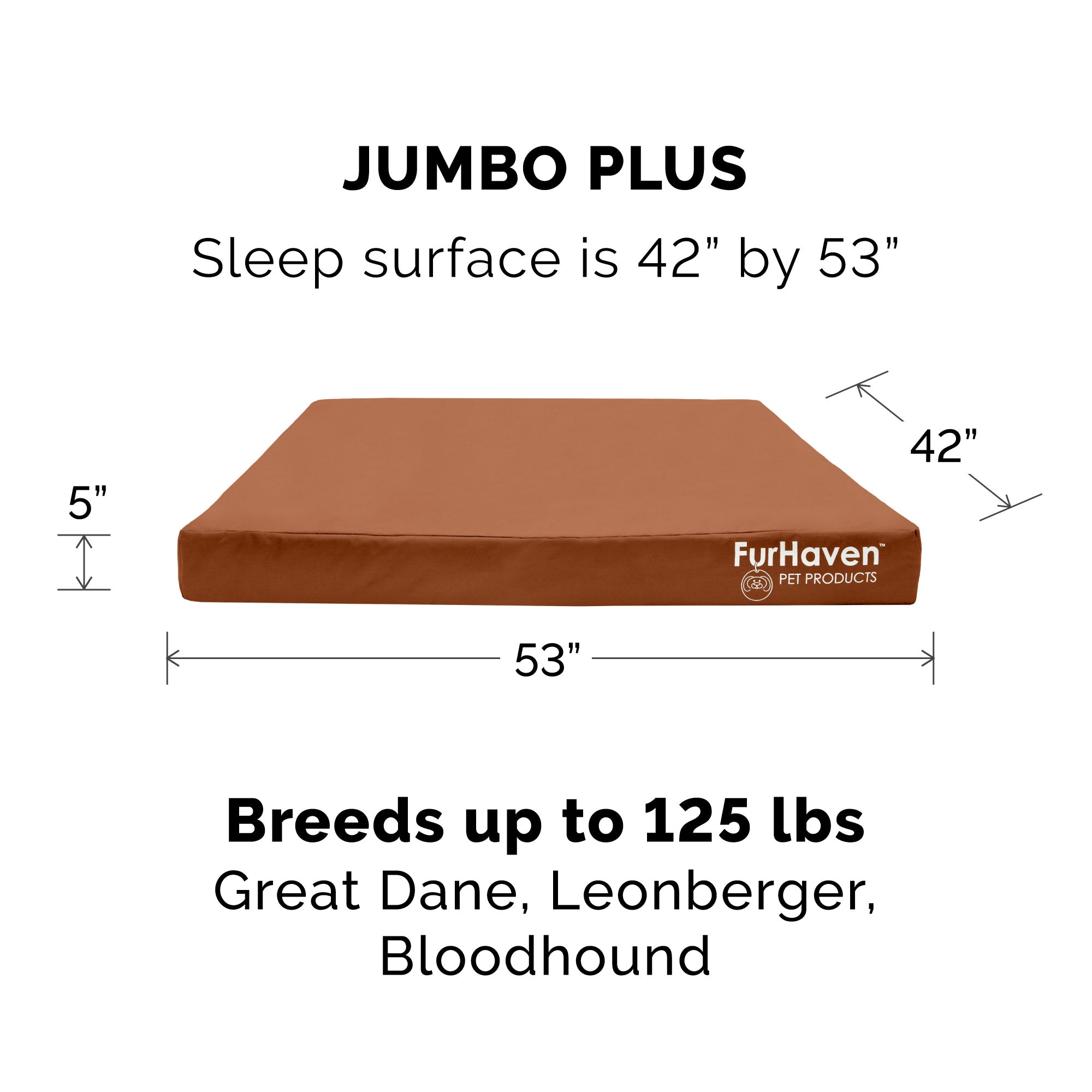 FurHaven | Deluxe Full Support Orthopedic Oxford Indoor/Outdoor Water-Resistant Pet Bed for Dogs and Cats， Chestnut， Jumbo Plus
